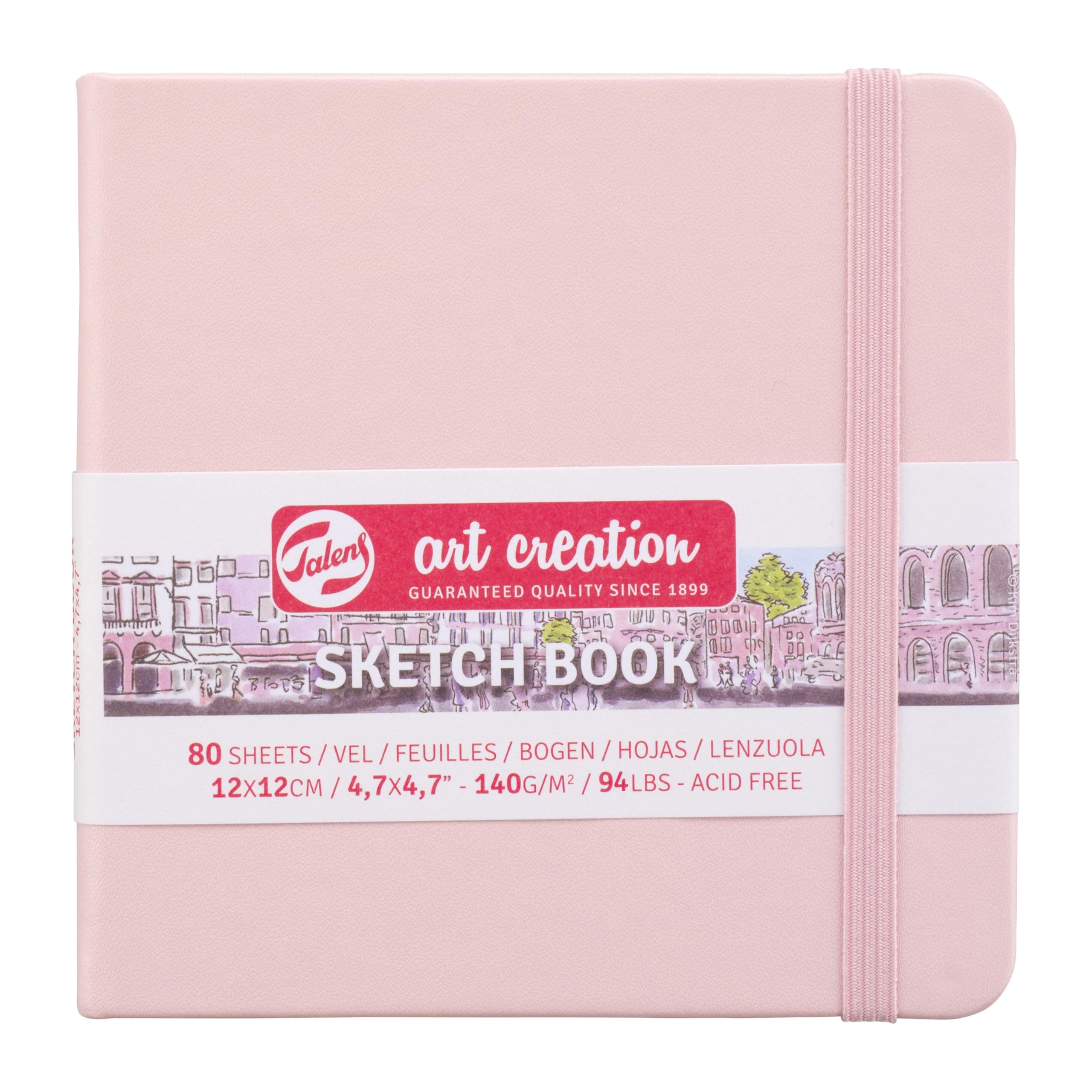 Royal Talens T9314-014M 441750 Talens Art Creation Sketchbook, Drawing Notebook, 4.7 x 4.7 inches (12 x 12 cm), Pastel Pink