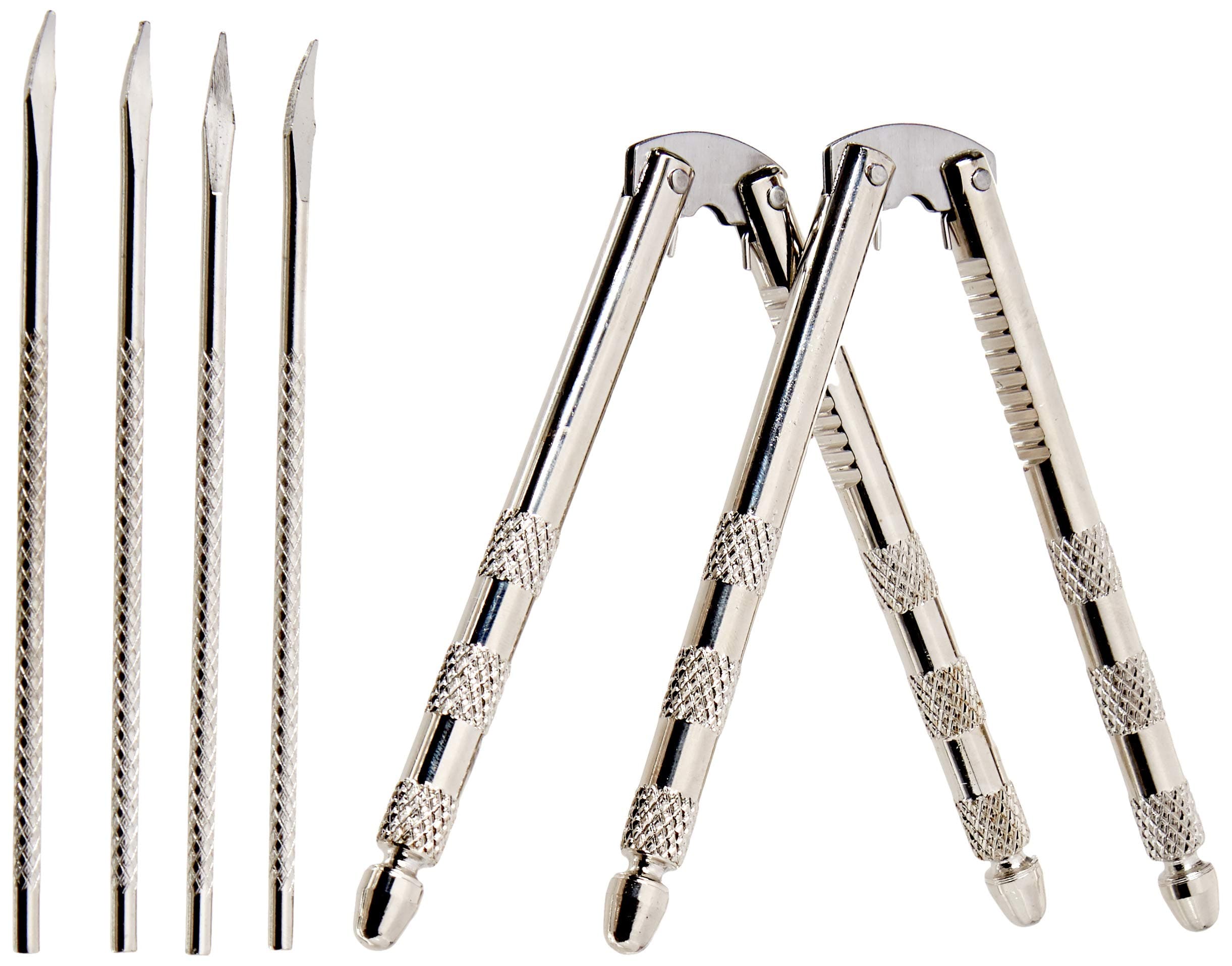 Chef Craft 21629-2PK Stainless Steel Set, 2 Nut Crackers and 4 Picks