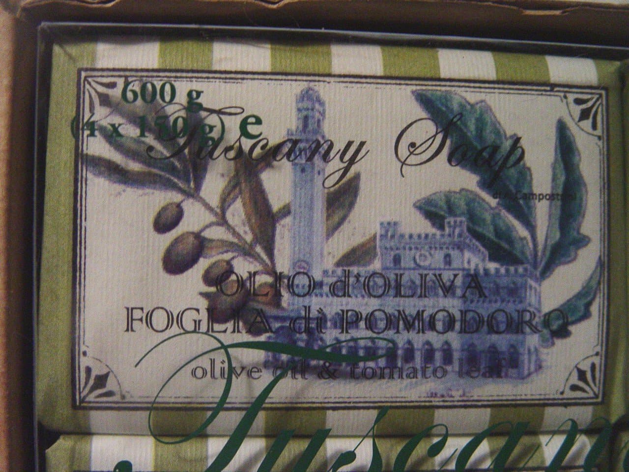 Alighiero Campostrini Tuscany Soap Set of 3 bars "OLIVE OIL & TOMATO LEAF" - 5.3 oz each MADE IN FLORENCE ITALY - Sapone Toscano Extrafine