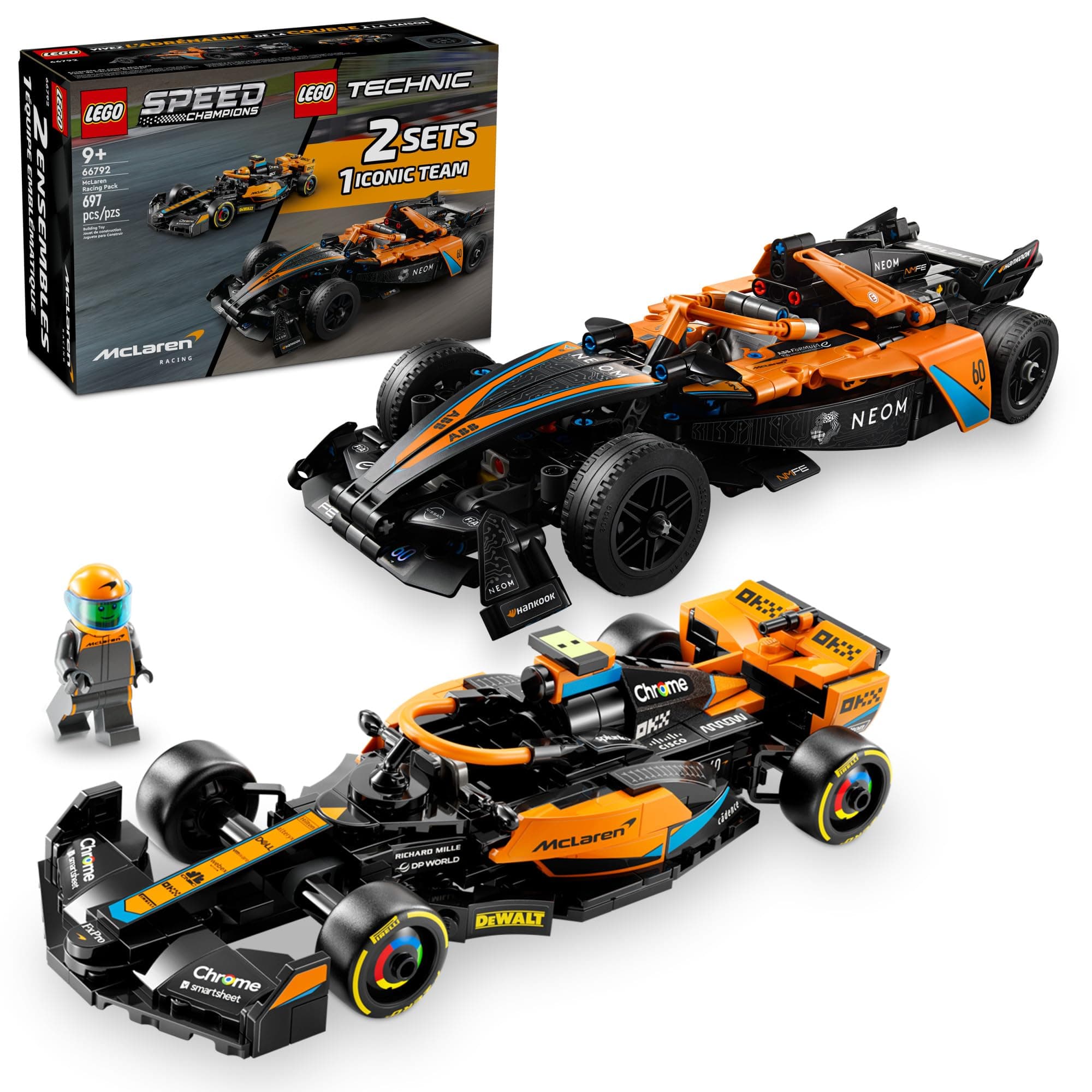 Technic & Speed Champions McLaren Racing Pack Building Toys Set - Race Cars Toys for Kids, Boys & Girls, Ages 9+ - Gift for Birthdays - 66792