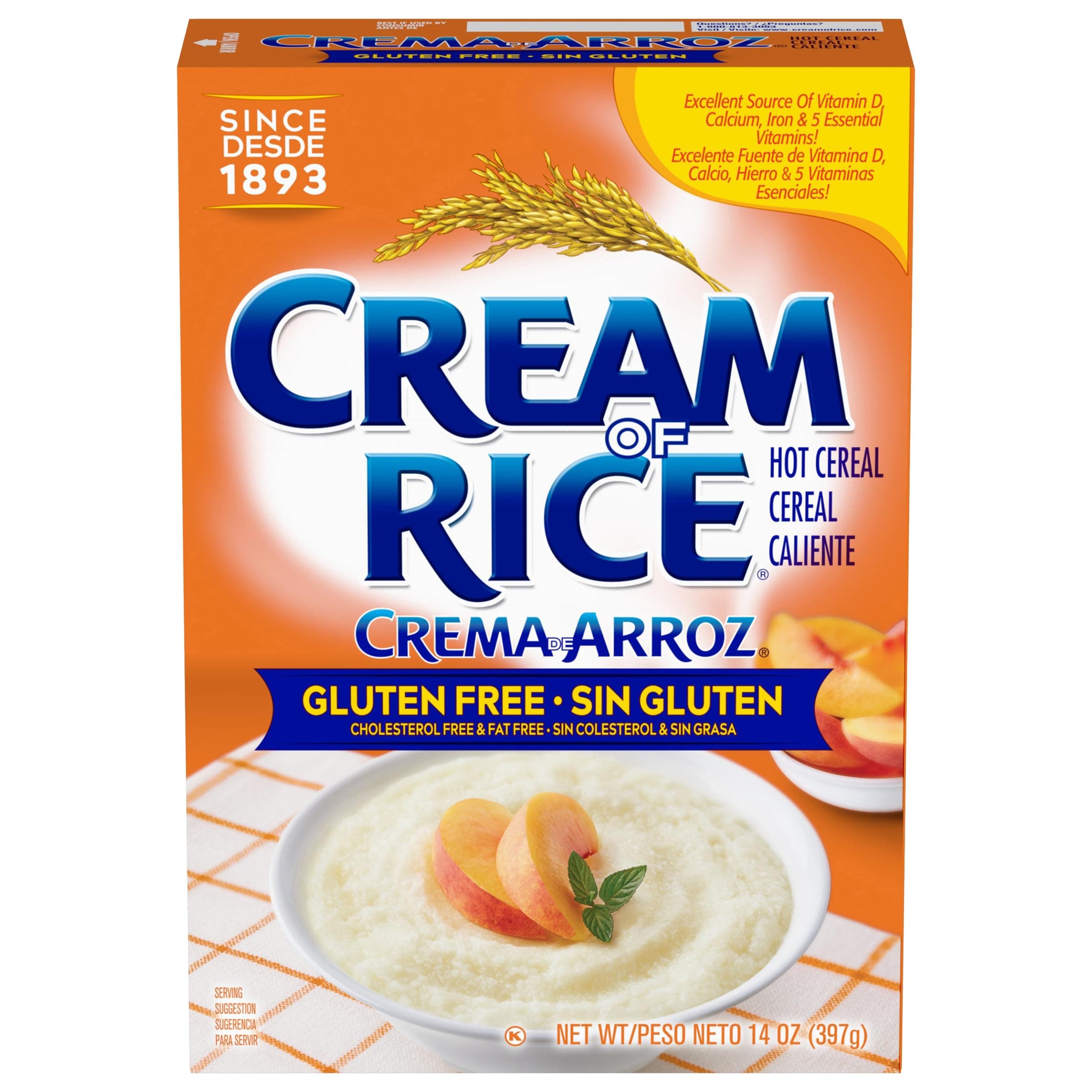 Cream of Rice Crema de Arroz Libre de Gluten Cereal Caliente, 14 Ounce