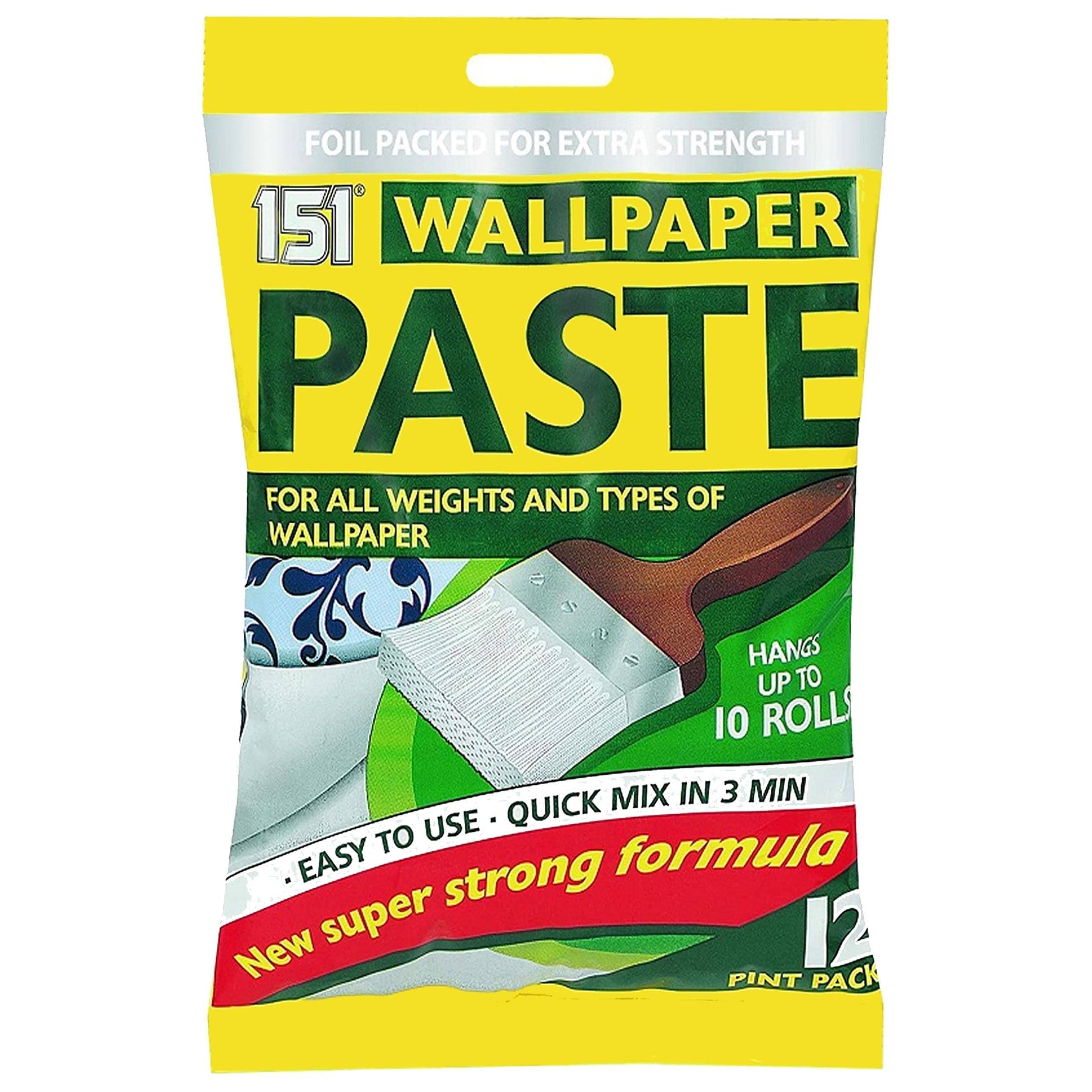 Wallpaper Paste - Hangs Up to 10 Rolls - Quick Mix in 3 Minutes - All-Purpose Wallpaper Paste - Extra Strength