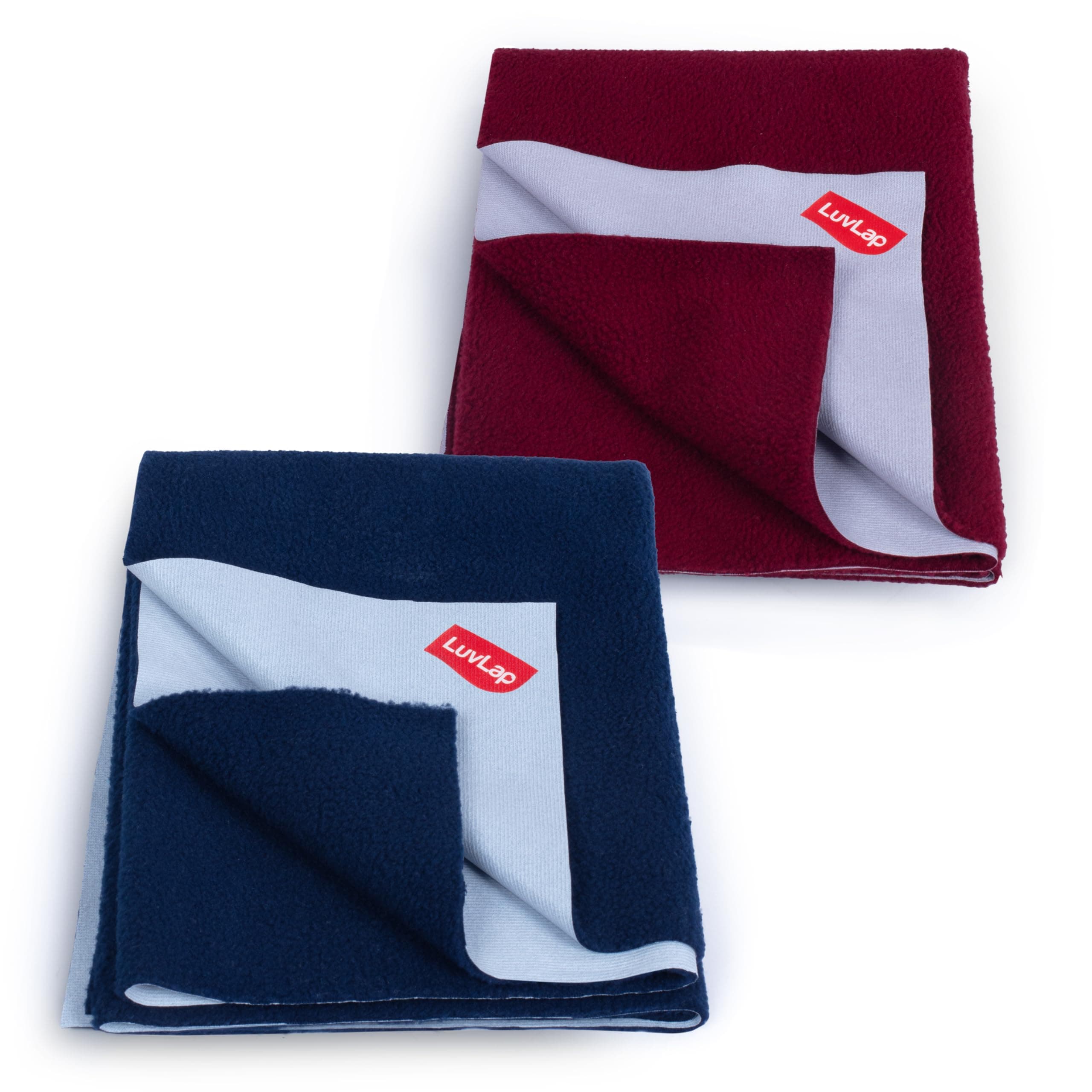 Luv Lap Instadry Anti-Piling Fleece Extra Absorbent Quick Dry Sheet for Baby, Baby Bed Protector, Waterproof, Medium Size 70x100cm, Pack of 2, Navy Blue & Maroon