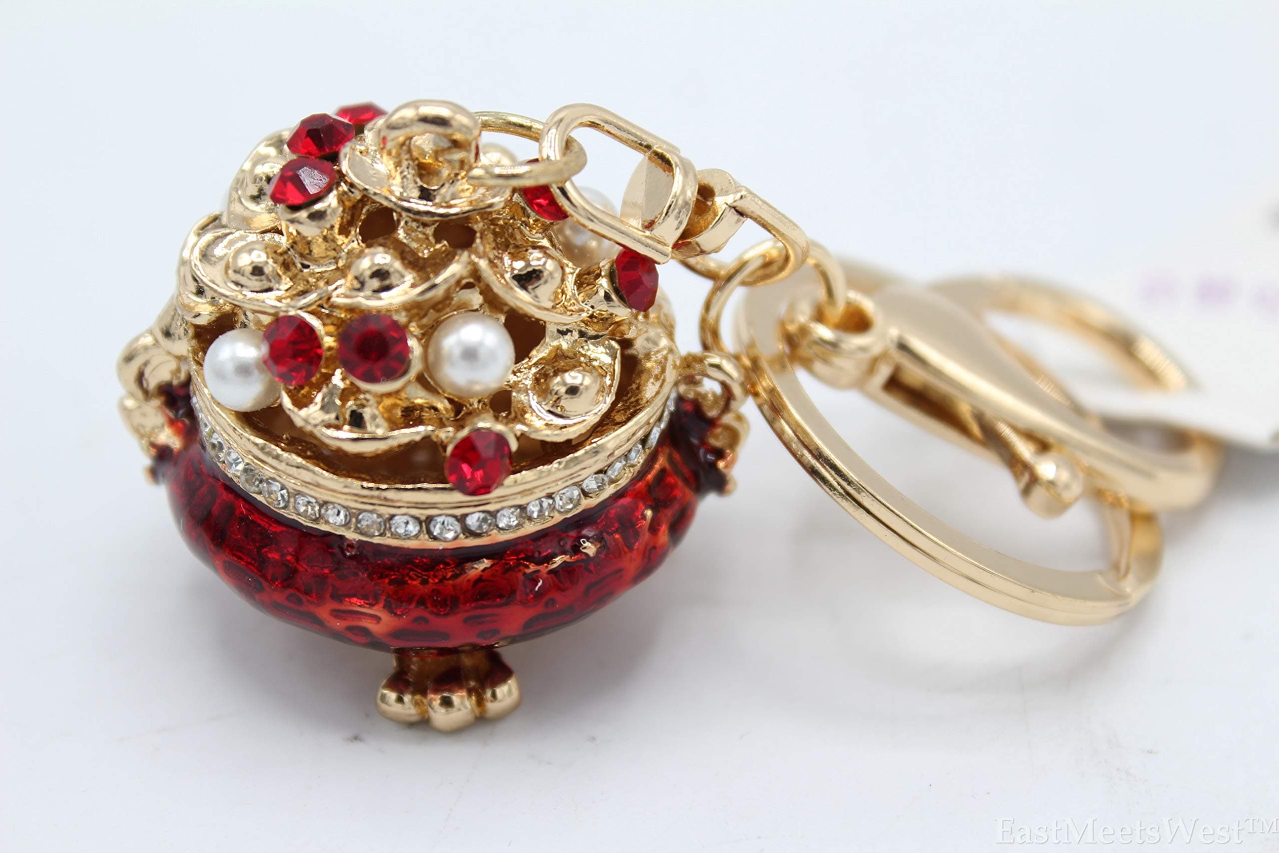 Bejewelled Treasure Pot Bucket Overflowing Treasure Keychain Handbag Hanging Charm Lucky Feng Shui Ornament