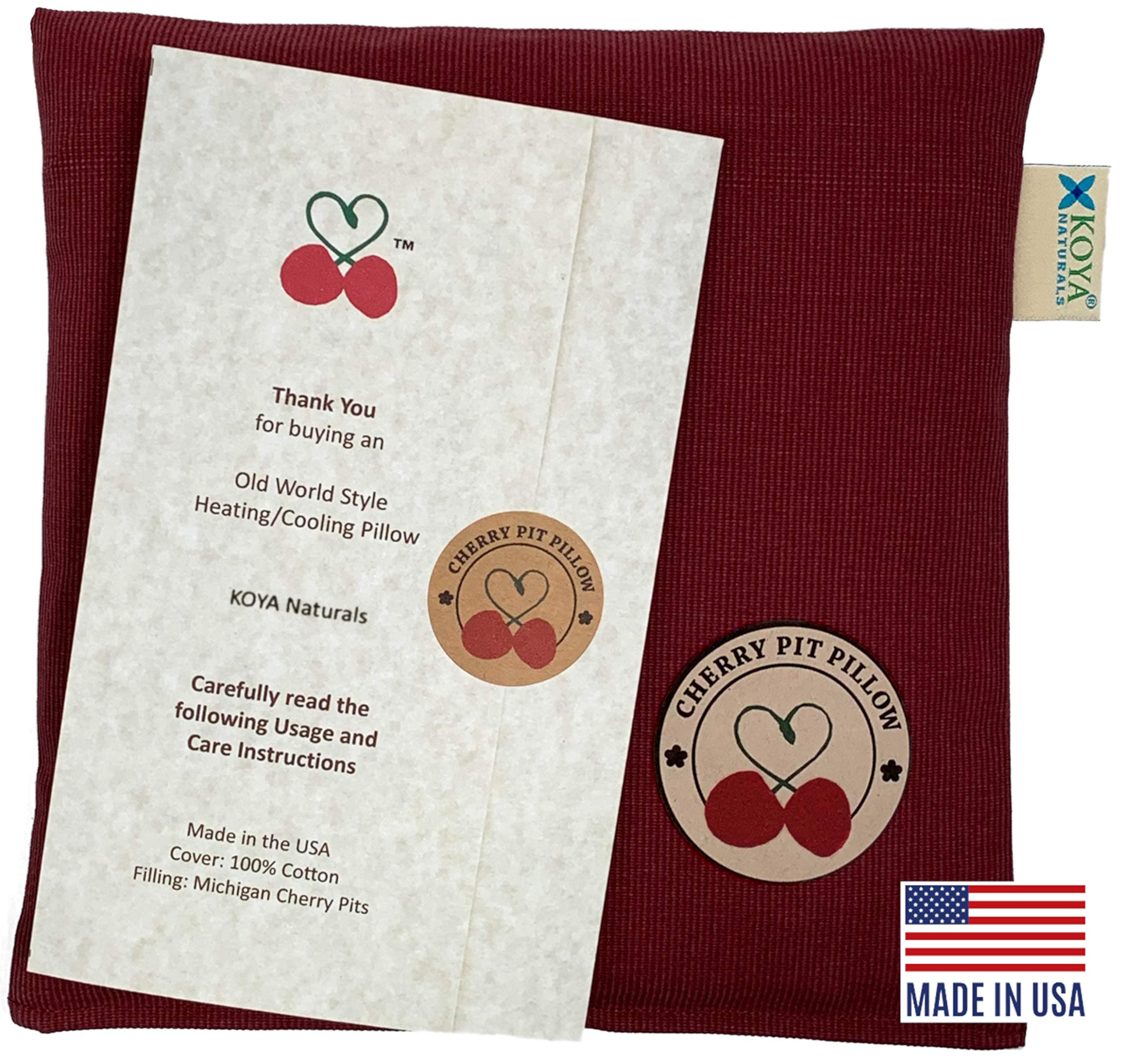 KOYA Naturals Heating Pad Microwavable - Cherry Pit/Stone/Seed Pillow Heat Pack for Neck, Muscles, Joints, Stomach Pain, Menstrual Cramps - Moist Heat Therapy - Made in The USA (Henna Red)