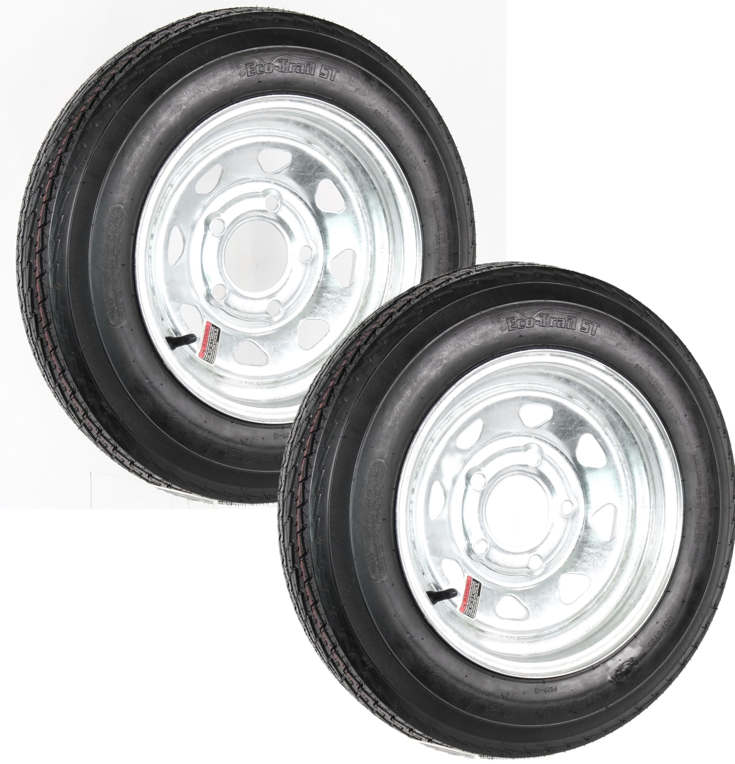 eCustomrim 2-Pack Trailer Tire Rim 4.80-12 480-12 4.80X12 12 Load B 5 Lug Galvanized Wheel - 2 Year Warranty w/Roadside