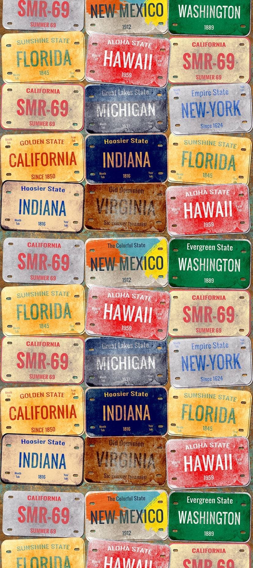 Photo Wallpaper, USA Number Plates WP 9825, 53X7X7 M