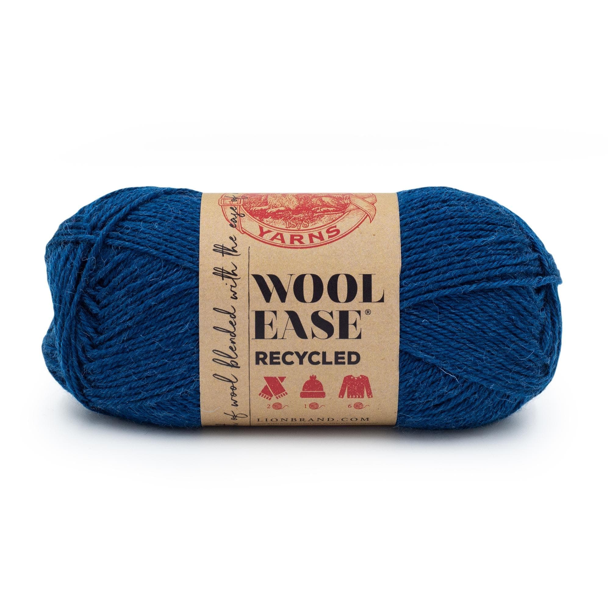 Wool-Ease Recycled Light Worsted-Weight Yarn for Knitting and Crochet, Royal Blue, 1 Pack, Wool and Acrylic Blend Fiber Perfect for Scarves, Hats and Blankets, 196 Yards
