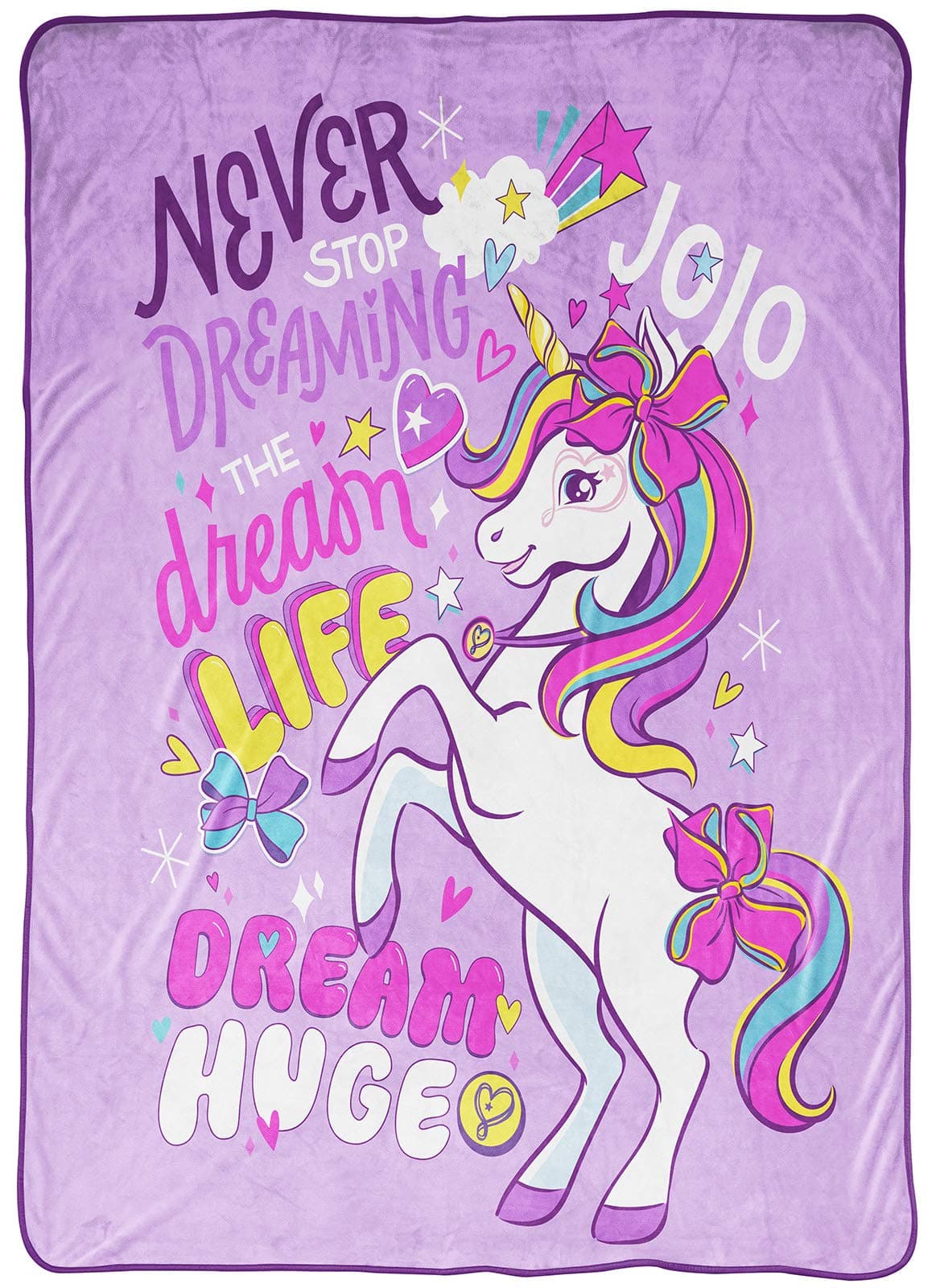 Jay Franco Nickelodeon JoJo Siwa Dream Unicorn Blanket - Measures 62 x 90 inches, Kids Bedding - Fade Resistant Super Soft Fleece (Official Nickelodeon Product)