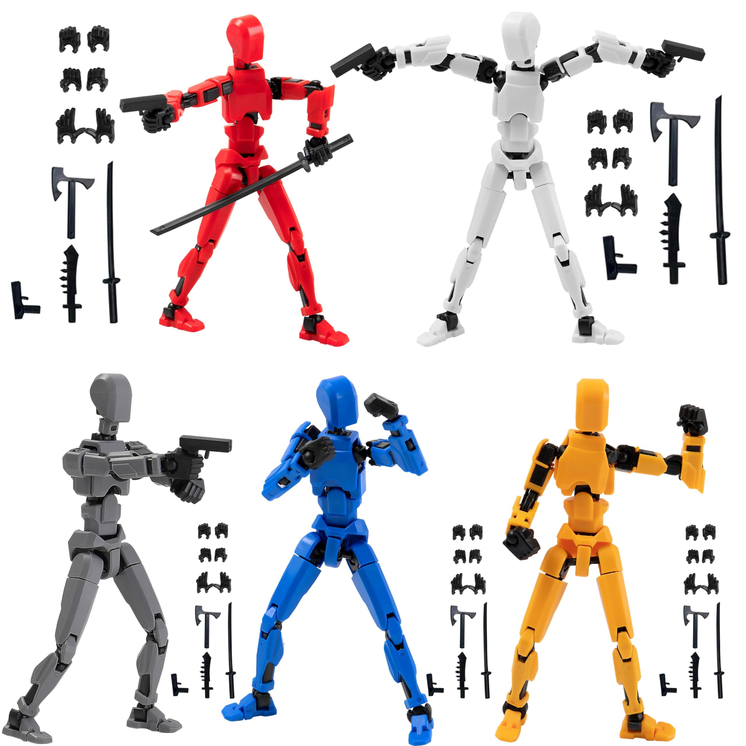 Gmajdar Titan T-13 Action Figures Fidget Toys for Boys Autism Sensory Toys 3D Lucky Dummy N13 Robot Anime Figures Multi Joints Movable Cool Gadget Toys for Kids (Assembly Completed/5 Colors)