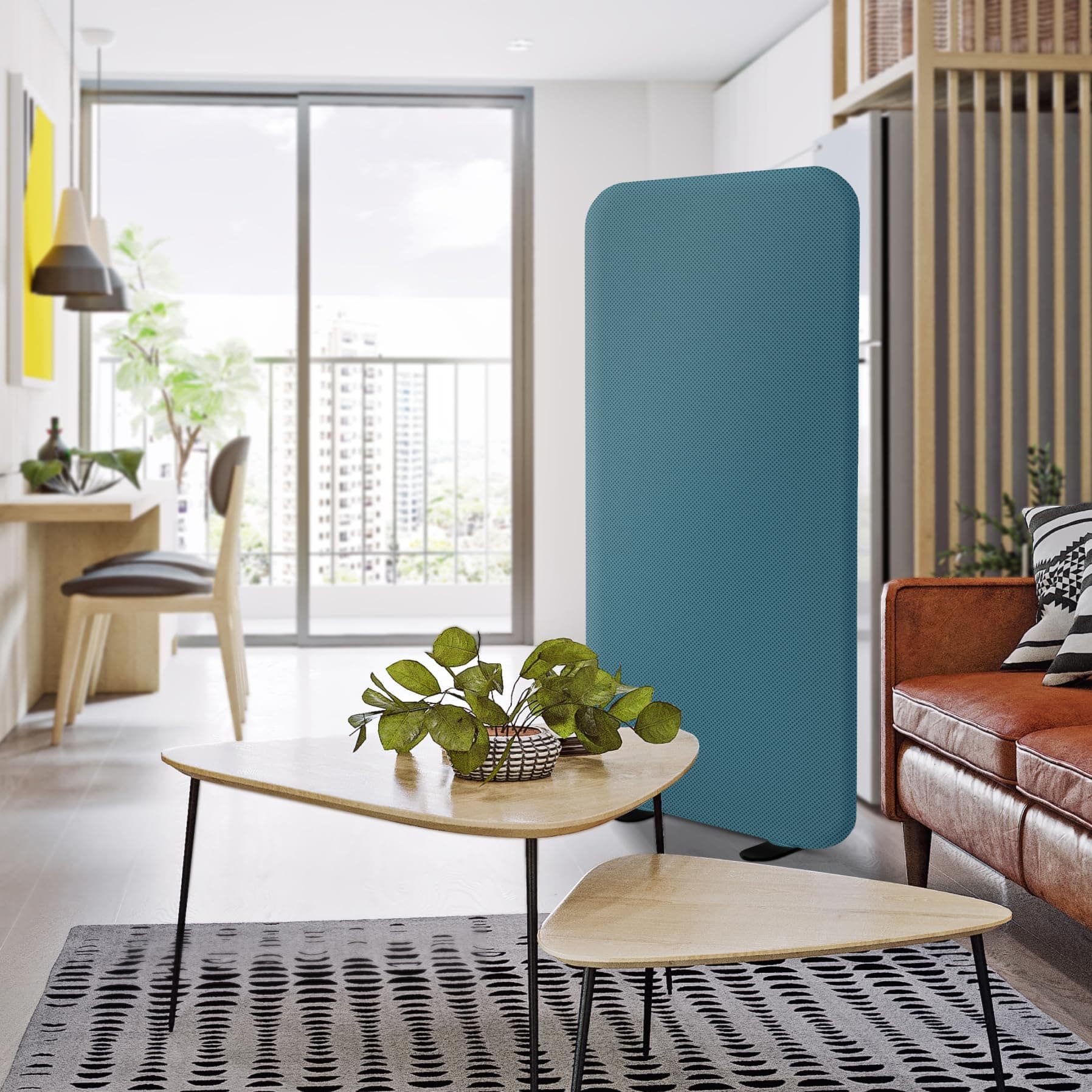 DECOLAB Freestanding Room Partition, Indoor Privacy Panel for Studio Apartment, Living Room, Bedrooms, Home Offices, Worksapces, Anti Scratch, 29"x65", Sapphire