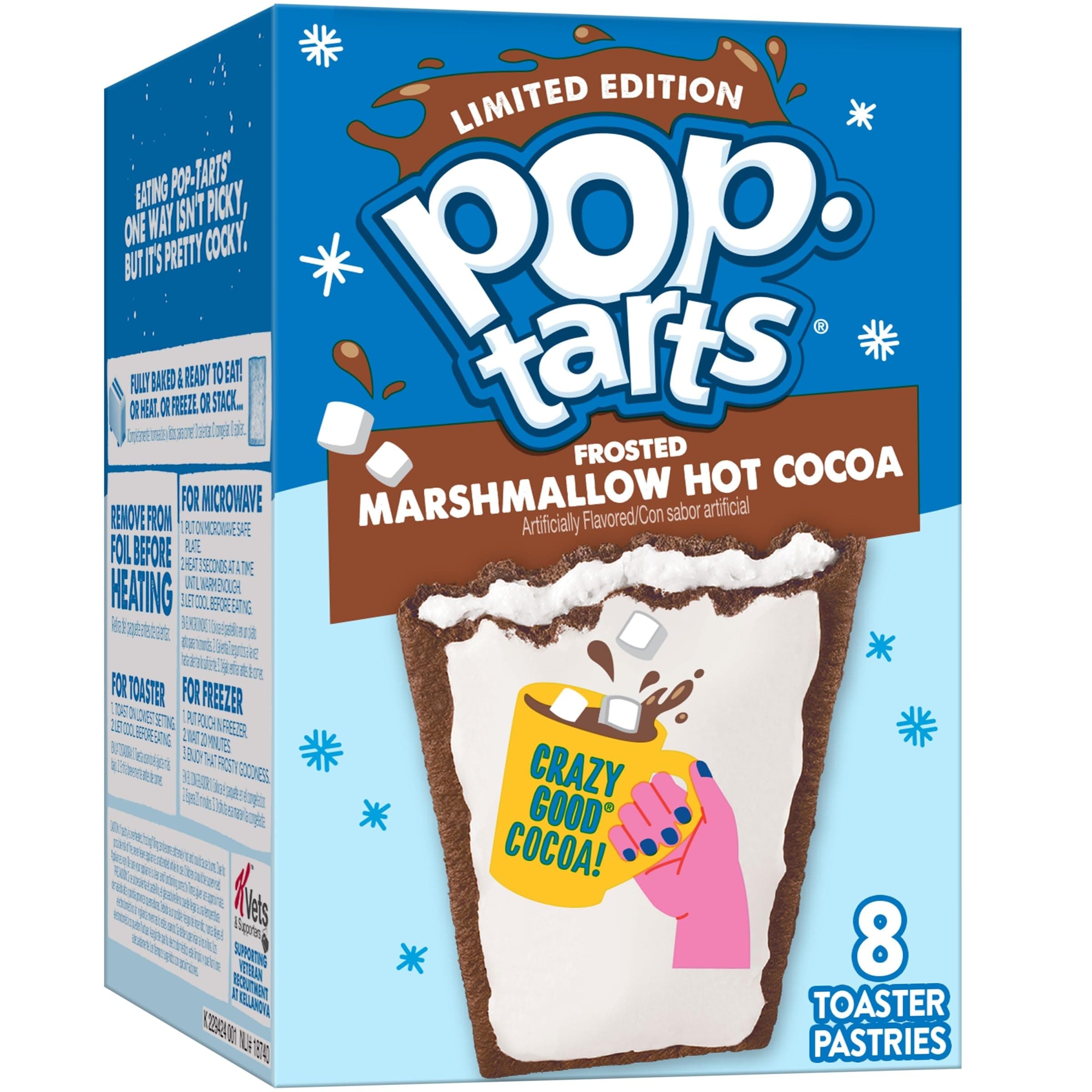 Pop-Tarts Toaster Pastries, Breakfast Foods, Holiday Snacks, Frosted Marshmallow Hot Cocoa, 13.5oz Box (8 Pop-Tarts)