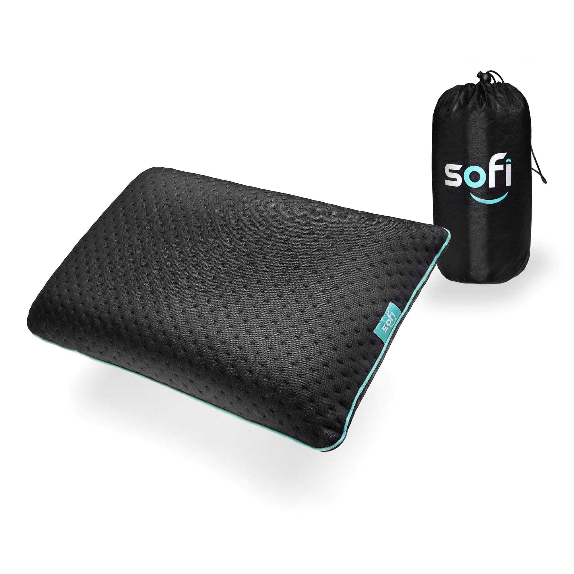 sofi Travel & Camping Memory Foam Pillow – Easy to Carry Portable Bag – Orthopedic Memory Foam – Black Pillow Case - Perfect For Fishing/Backpacking/Hiking/Beach