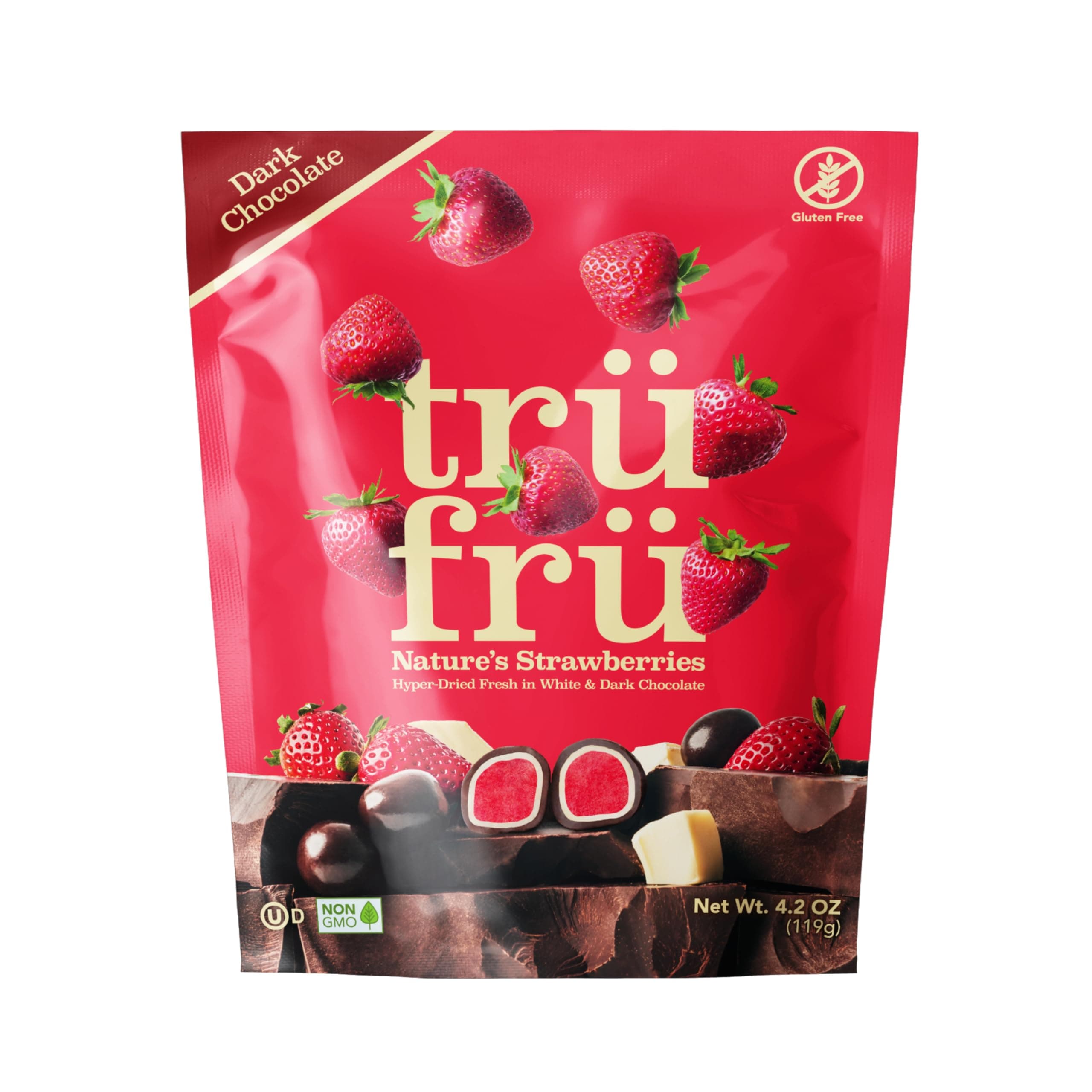 Tru Fru Nature's Strawberries Hyper-Dried Fresh in Dark Chocolate, 4.2 Ounce Bag