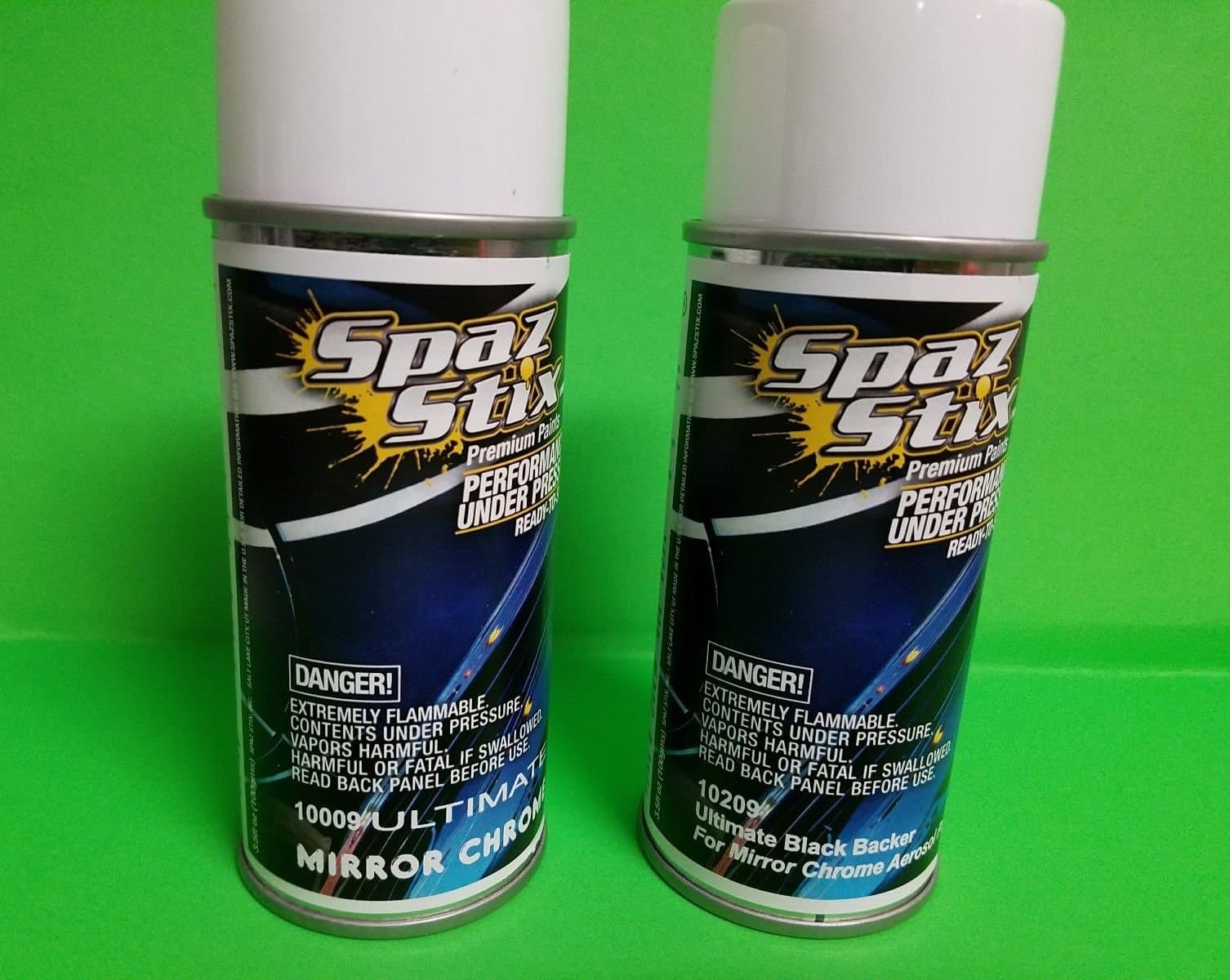 Spaz Stix 2 PACK Ultimate Mirror Chrome AND BLACK BACKER Combo Deal Spray Cans 3.5oz INCLUDES CHICAGOLAND RC COUPON.