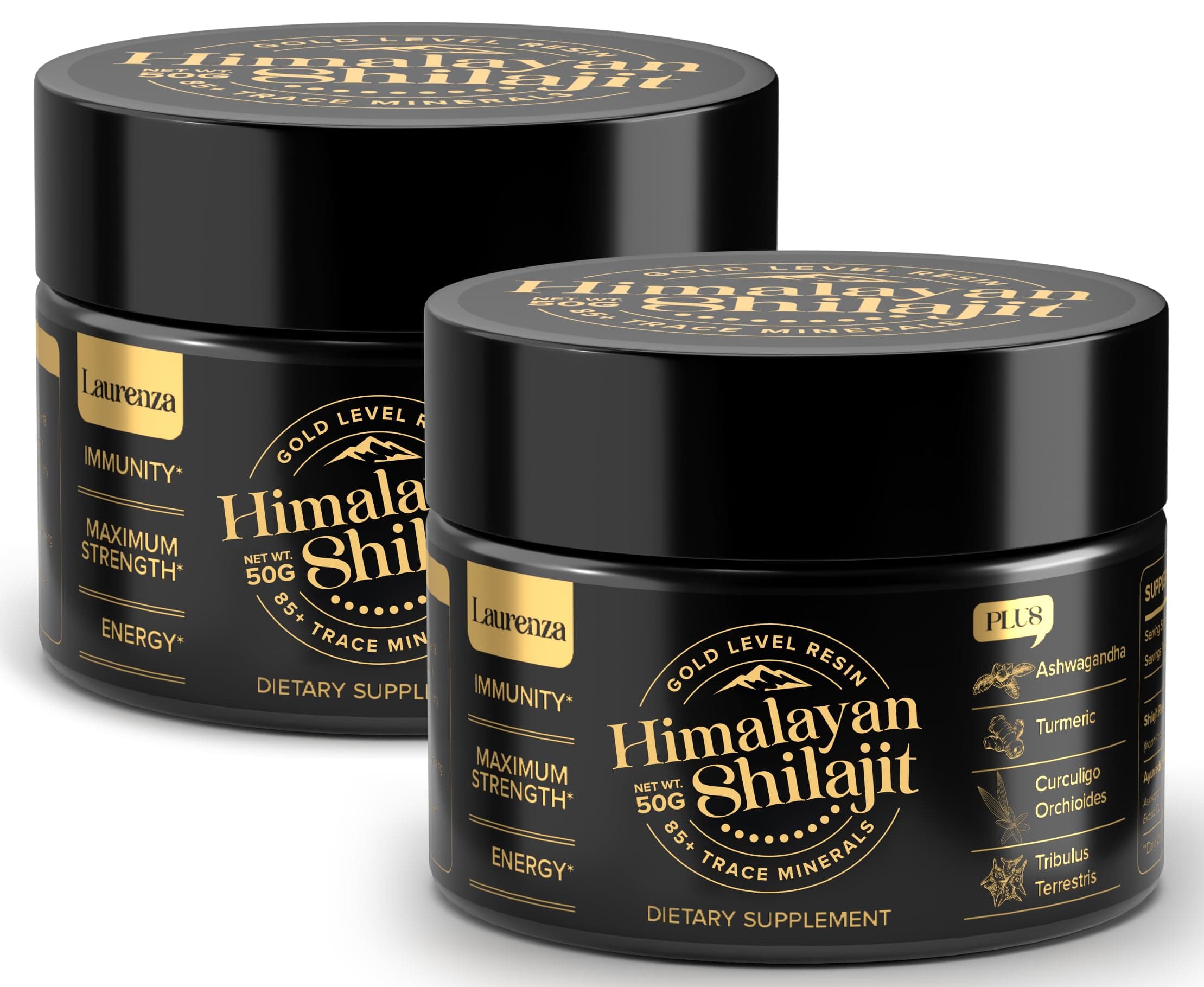 50G Shilajit Pure Organic Himalayan Shilajit Resin, 800mg High Potency, Golden Grade A Shilajit Supplement, 85+ Trace Minerals & Fulvic Acid, Natural Energy & Immune Booster (2 Bottles)
