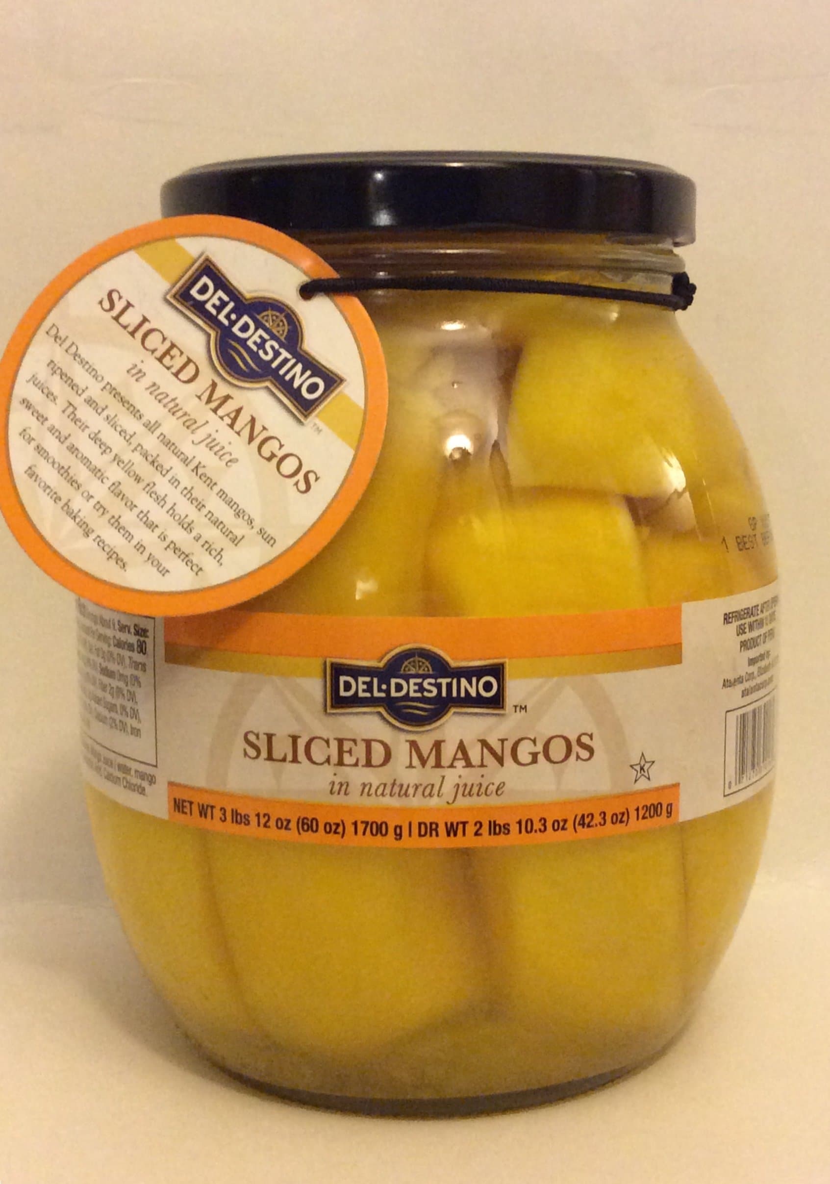 Del Destino New 60oz Sliced Mangos In Natural Juice In A Jar