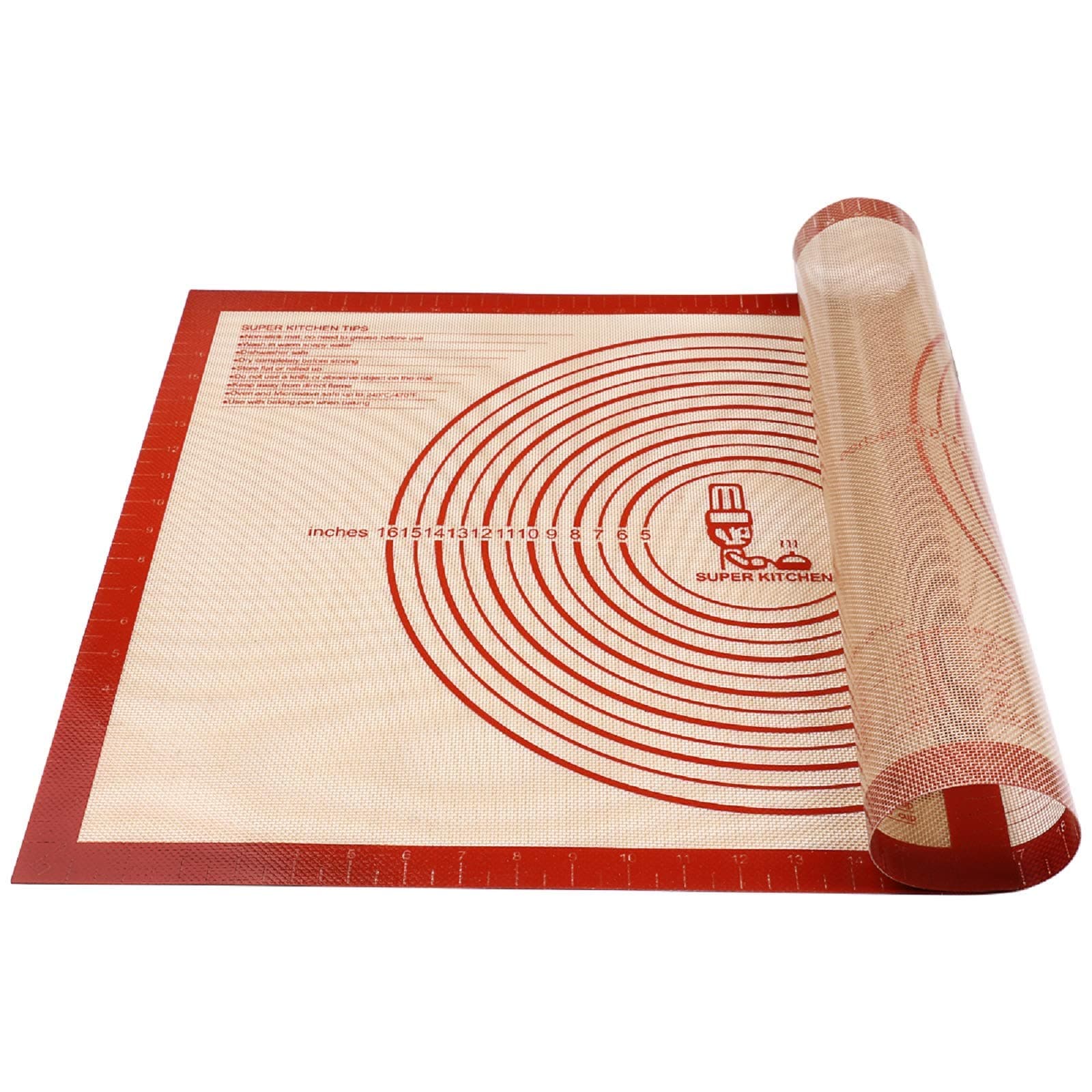 Non-slip Silicone Pastry Mat Extra Large with Measurements 28'By 20' for Silicone Baking Mat, Counter Mat, Dough Rolling Mat,Oven Liner,Fondant/Pie Crust Mat By (2028, red)