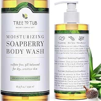 Tree to Tub Peppermint Body Wash for Sensitive Skin and Dry Skin - pH Balanced, Hydrating, Sulfate Free, Vegan Body Soap with Organic Aloe Vera