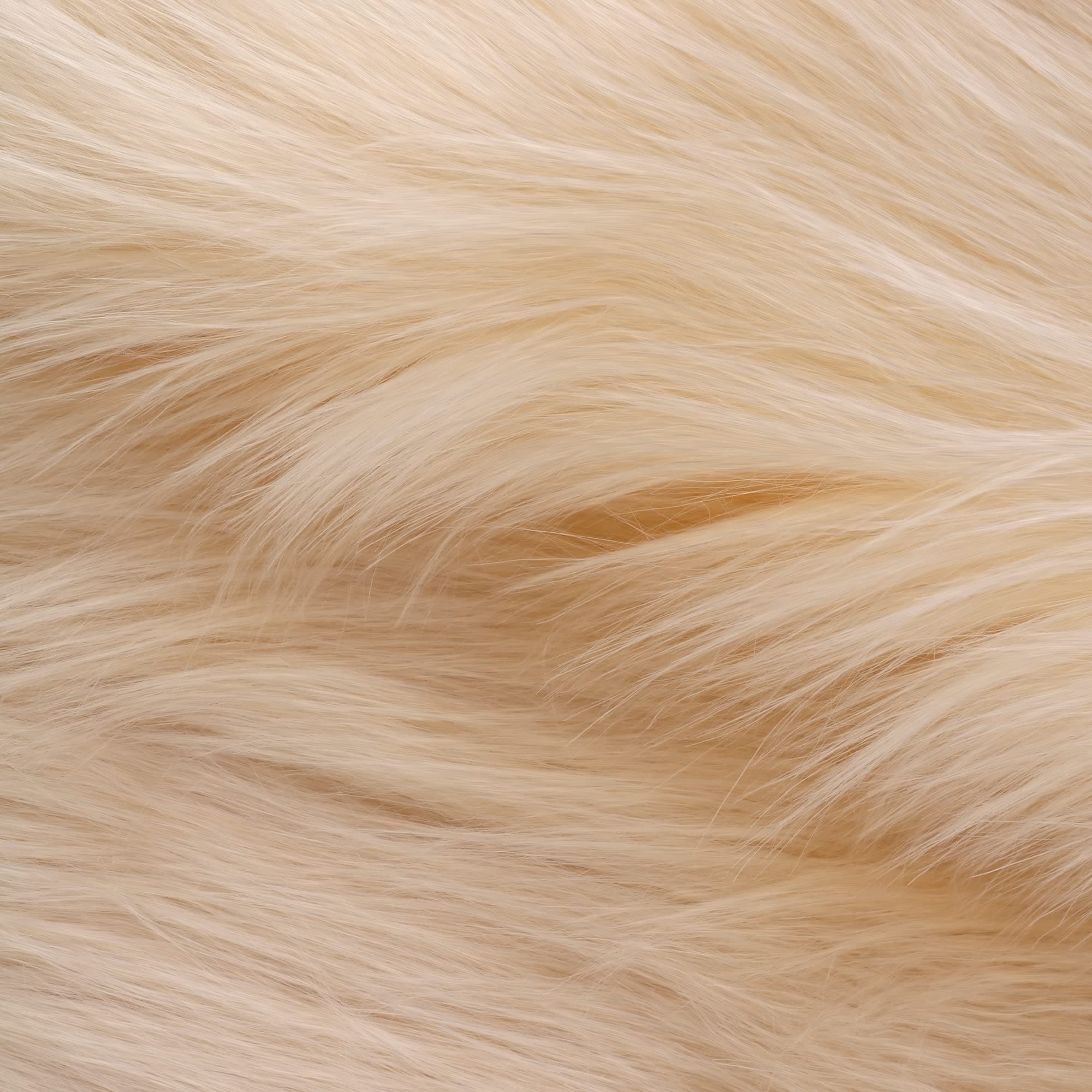 Faux Fur Fabric Craft Fur for Crafts,Gnomes,Costume,Fursuit,Decoration,60×18 Inch(Half Yard,Ivory)