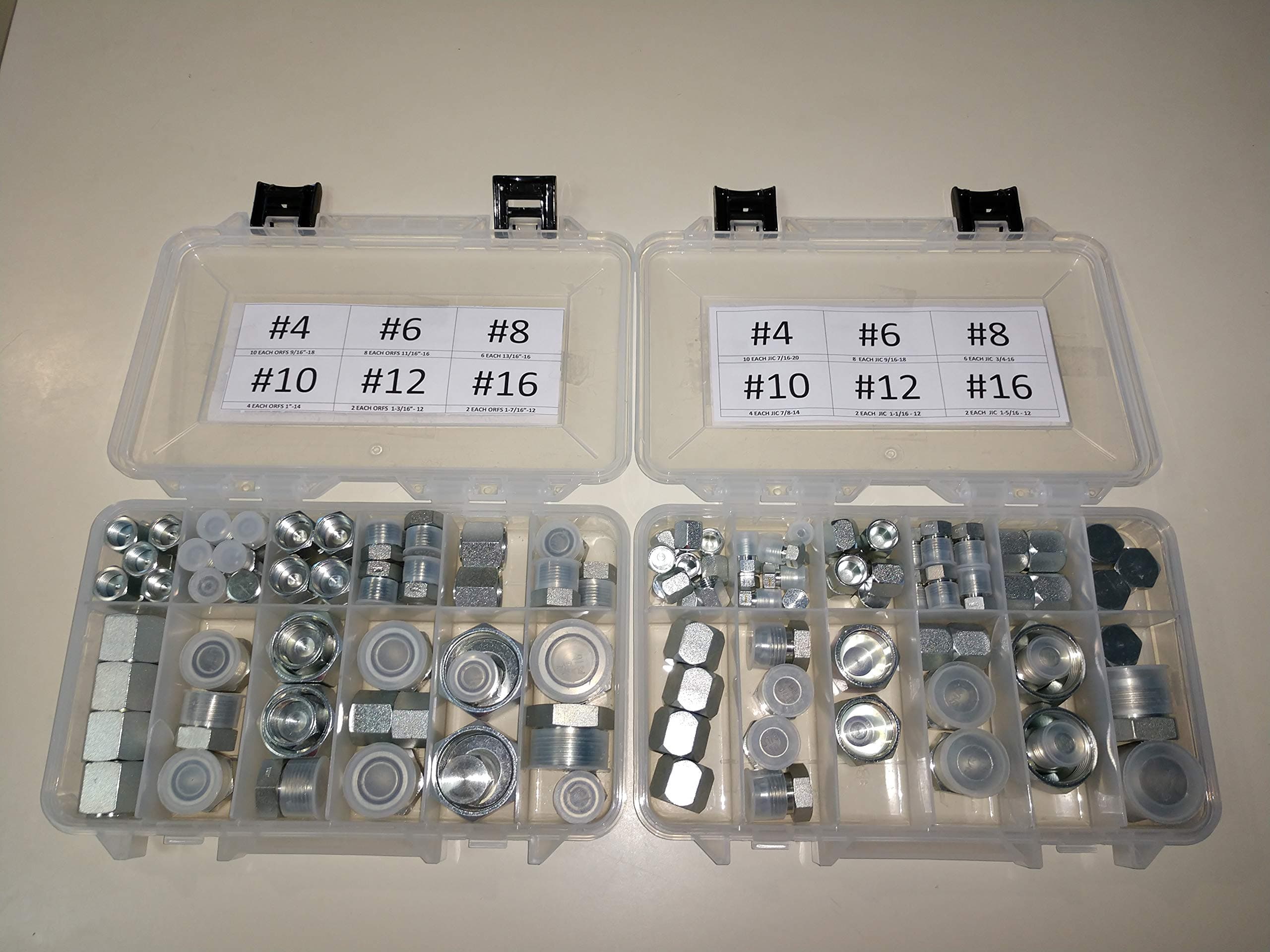 SCHMIDT HYDRAULIC 64 Pcs Lot JIC Hydraulic Adapter + 64 Pcs Lot ORFS O-Ring ORS Plug & Cap Flat Face Hydraulic Fitting Seal Kit Set Brand New Best Value Pack