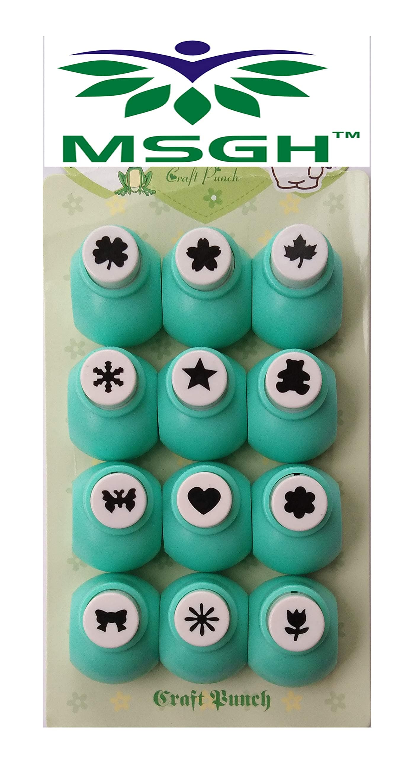 MSGH Set OF 12 Craft Punch For Art and Craft Project Assorted Shapes (1.3 cm Diameter)