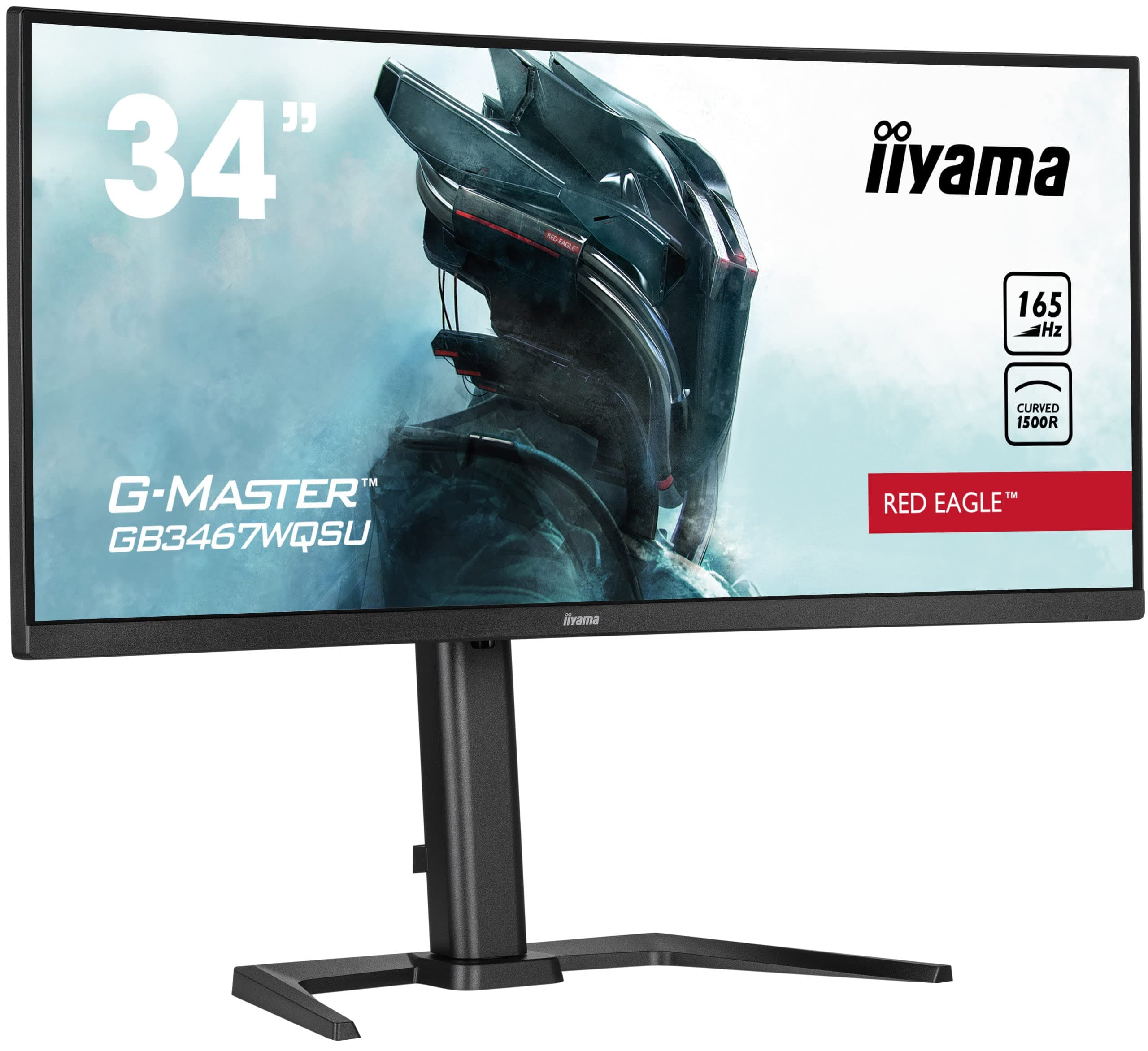 iiyama G-Master GB3467WQSU-B5 Curved 1500R 34 Inch 21:9 Ultra Wide VA LCD, HDR400, 165 Hz, 1 ms, 3840x1440, 0.4 ms , FreeSync Premium, 2 x HDMI, 2 x Display Port, 2 x 2 W Speakers, 150 mm HA Stand