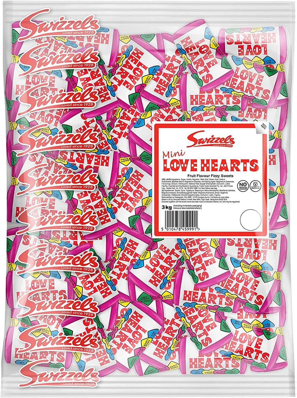 2 x British Swizzels Love Hearts Mini Roll Candy: 3kg Bag, (Approx 300 Rolls) by Love Hearts