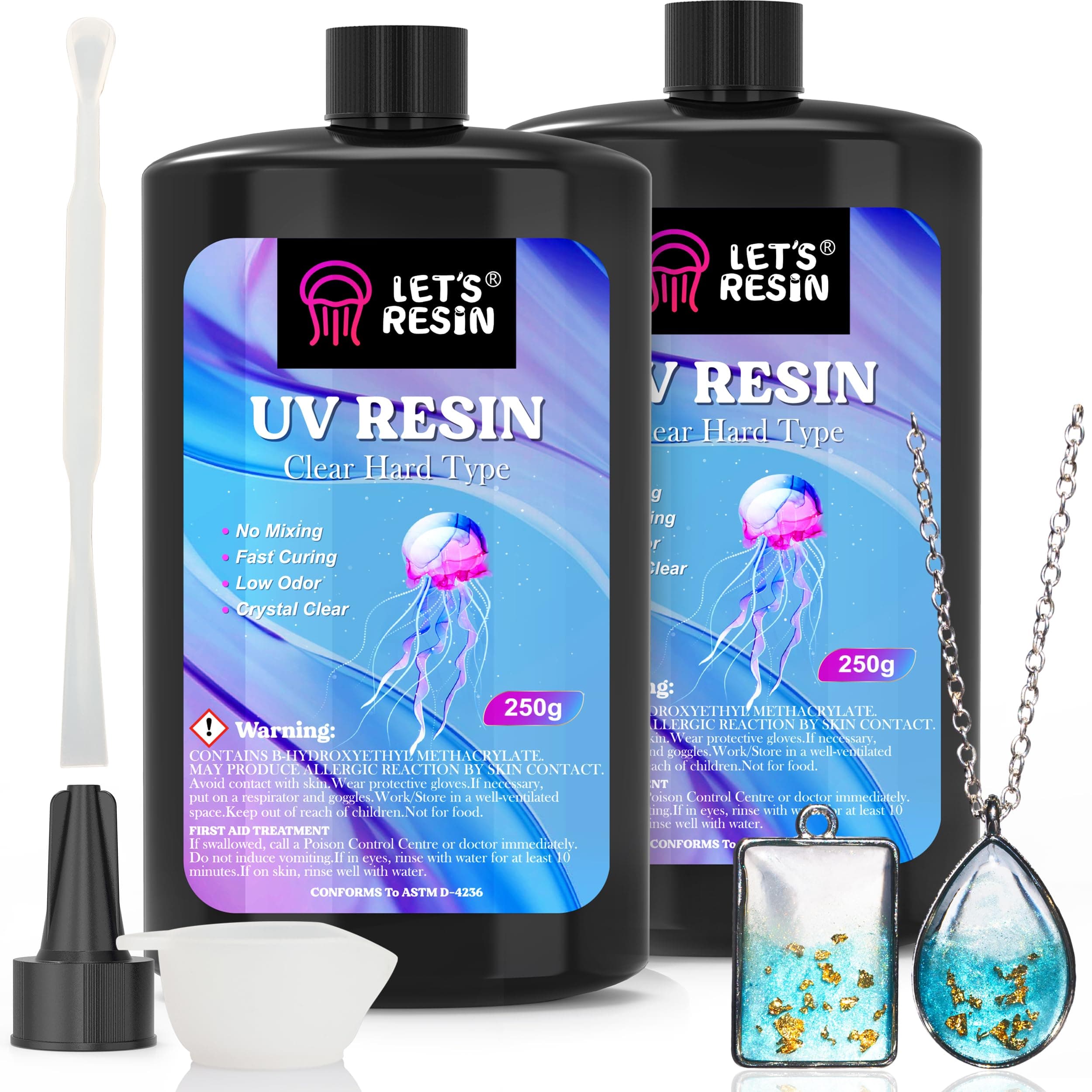 LET'S RESIN UV Resin Upgraded 500g Crystal Clear UV Resin Hard Low Odor UV Epoxy UV Curing Solar Activated Adhesive Jewelry Craft Decoration