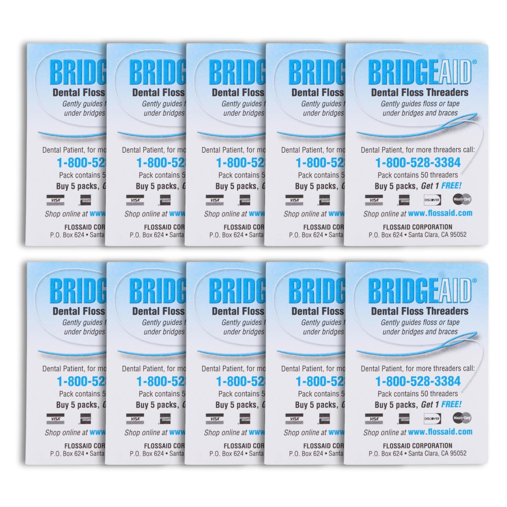 FLOSSAID BridgeAid Threaders 10 Pack 10 Pack (100 Threads)