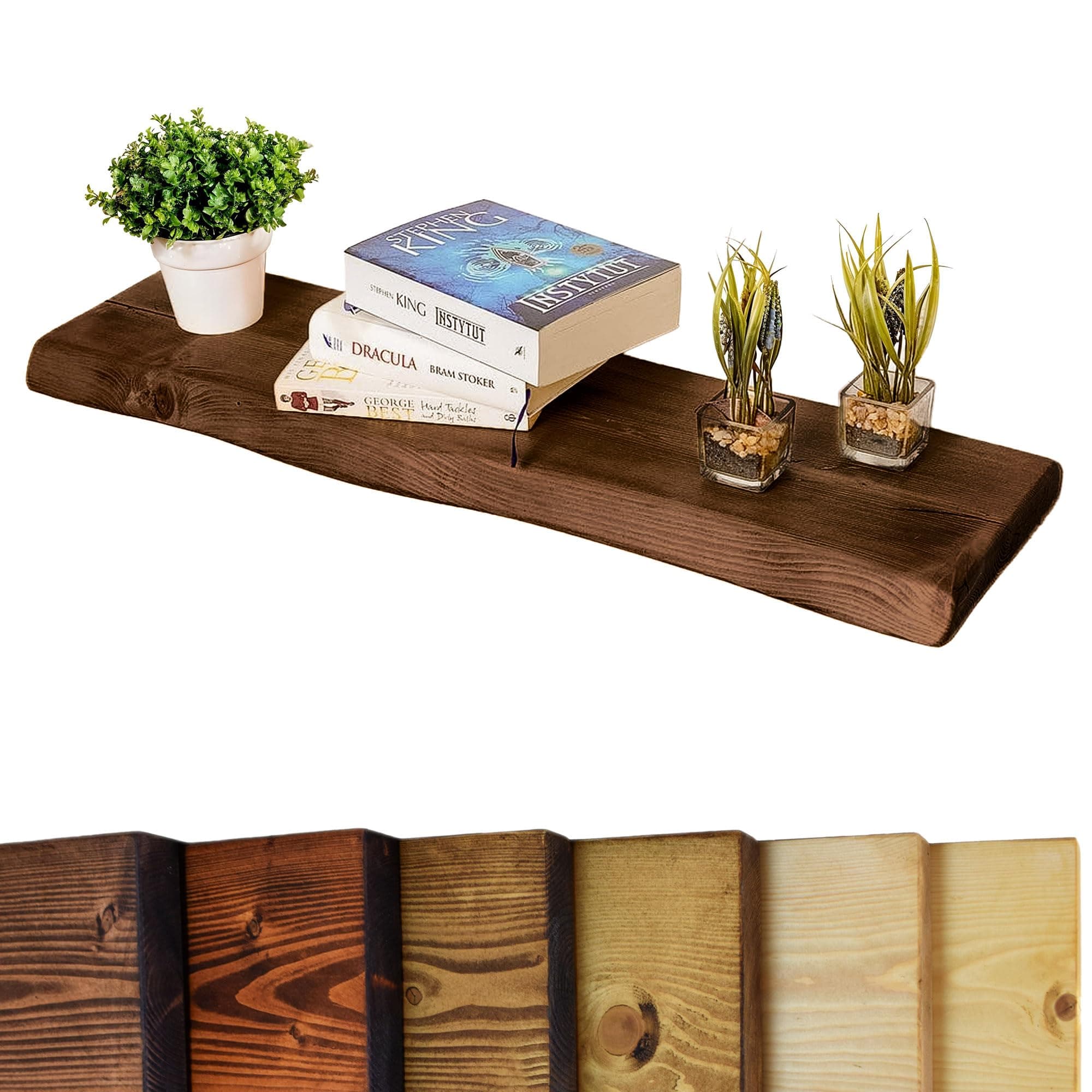 Live Edge Chunky Rustic Floating Shelf 6x1.5, Walnut, 35 inch