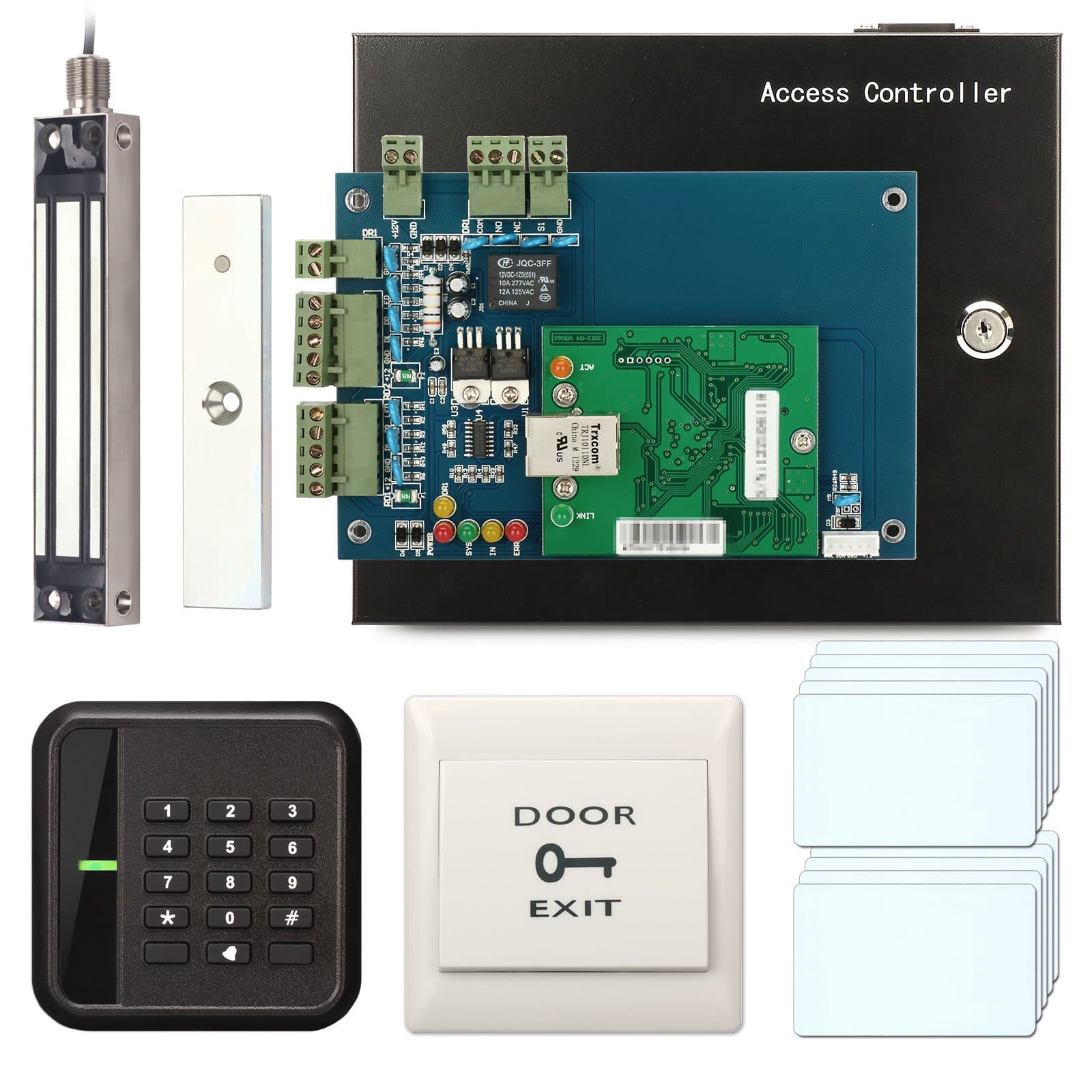 Soter® 1 Door Access Controller Board RFID IC Card Keypad Reader Network Office Security System + Holding Force 280KG Waterproof Magnetic Door Lock