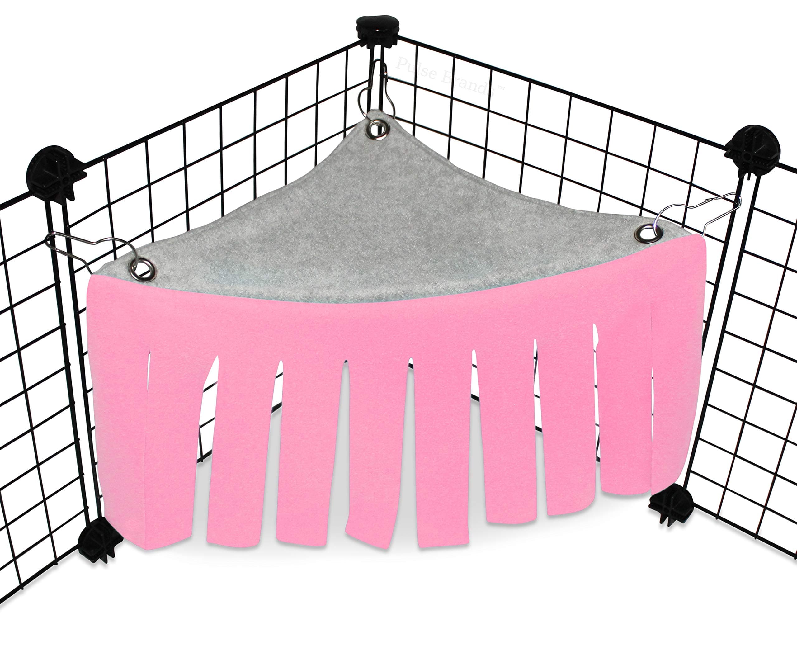 Corner Fleece Forest Hideout for Guinea Pigs, Ferrets, Chinchillas, Hedgehogs, Dwarf Rabbits and Other Small Pets - Accessories and Toys (Pink/Gray)