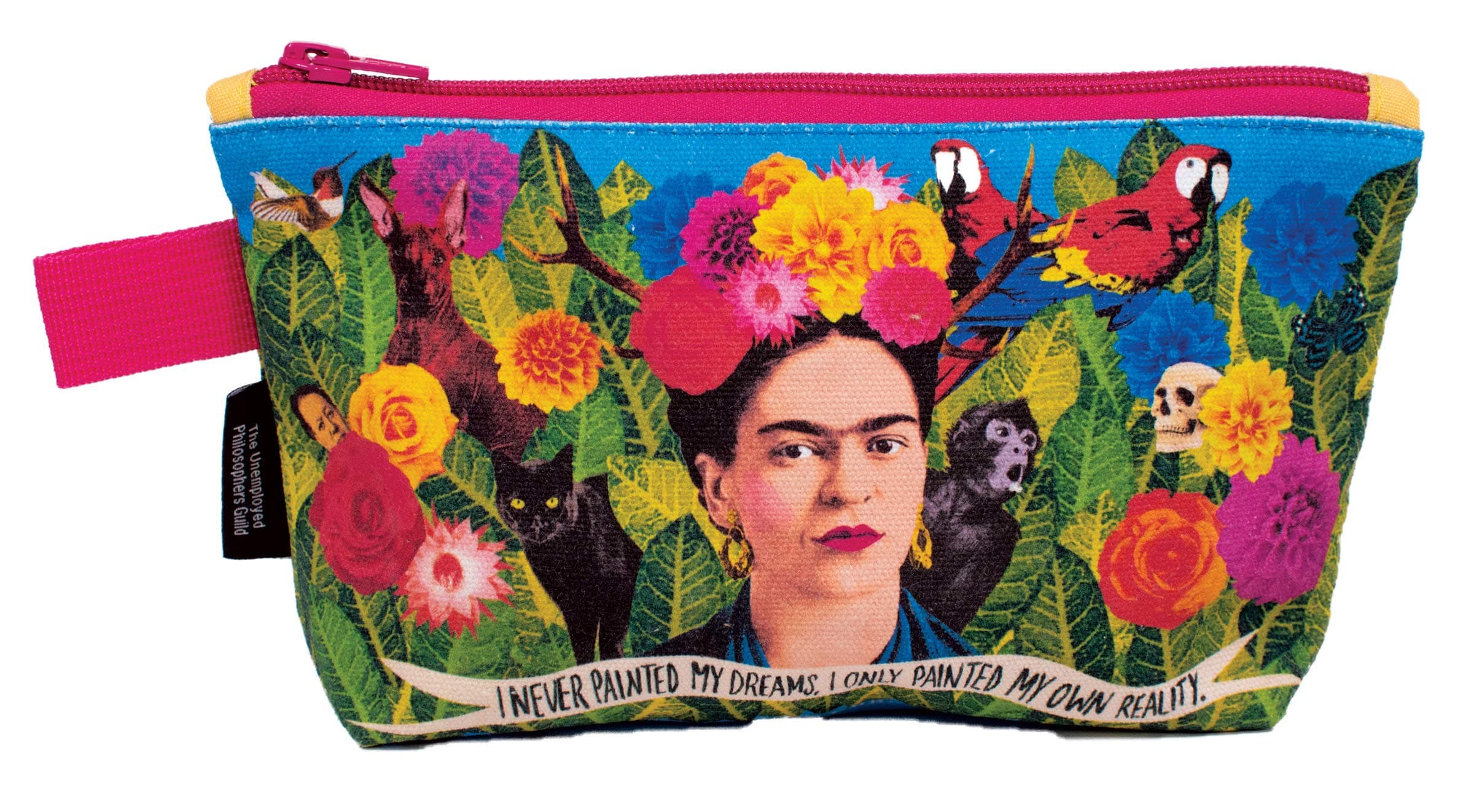 The Unemployed Philosophers Guild Frida Kahlo Bag - 9" Canvas Art Themed Zipper Pouch for Pencils, Tools, Cosmetics, Toiletries and More