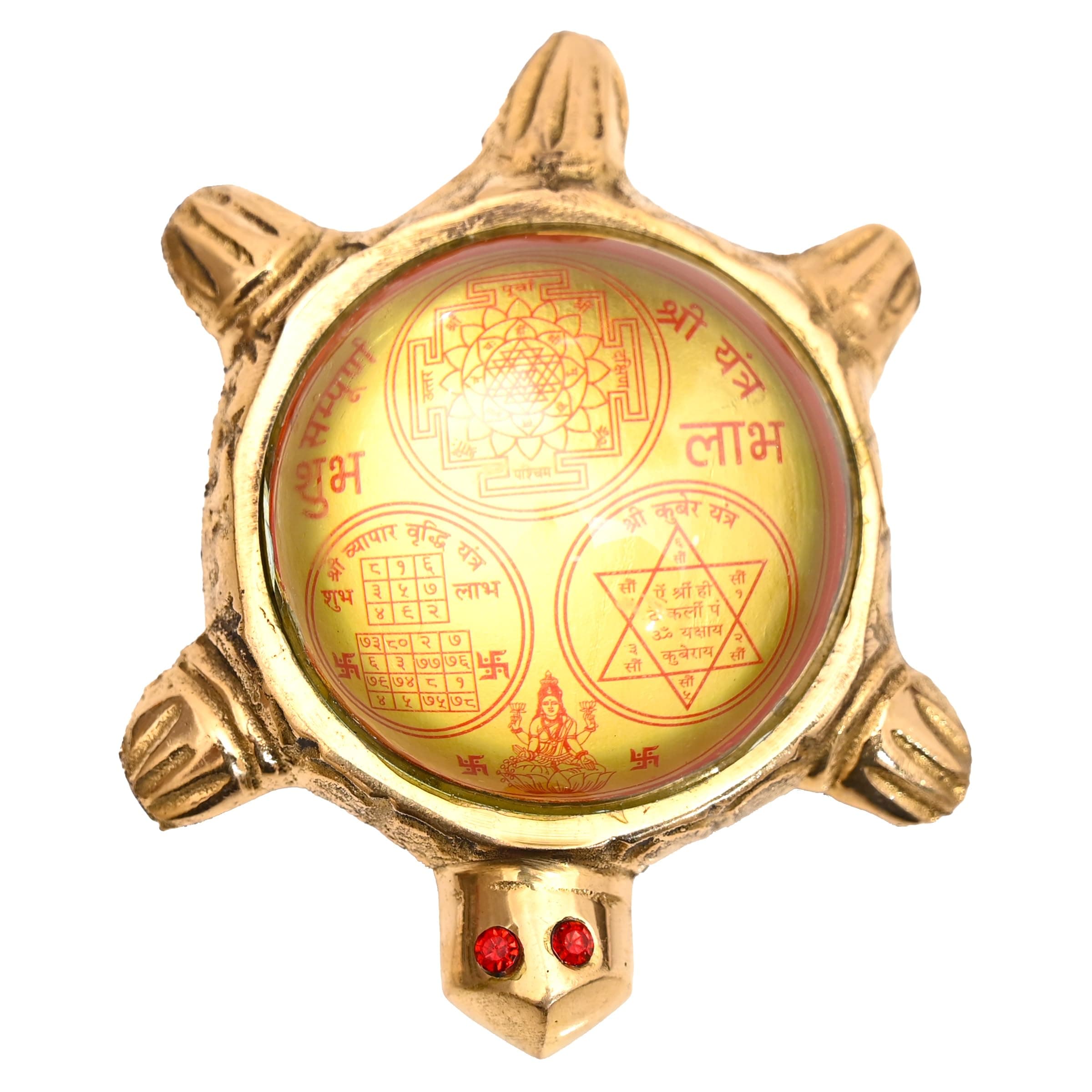 Brass Tortoise Pital Kachua Tortoise with Sampoorna Shri Yantra Shri Kuber Shri Vyapar Vridhi Yantra Wealth Fortune Prosperity For Pooja Home Temple and Gifting(Tortoise Sampoorna Shri Yantra)