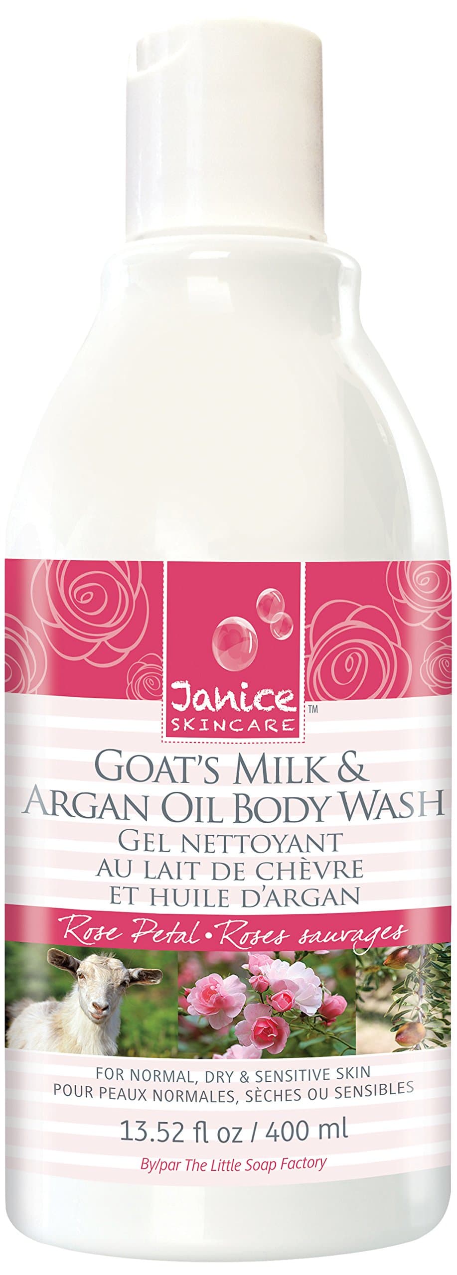 Goat's Milk and Argan Oil Body Wash, Rose Petal, 13.52 Fluid Ounce