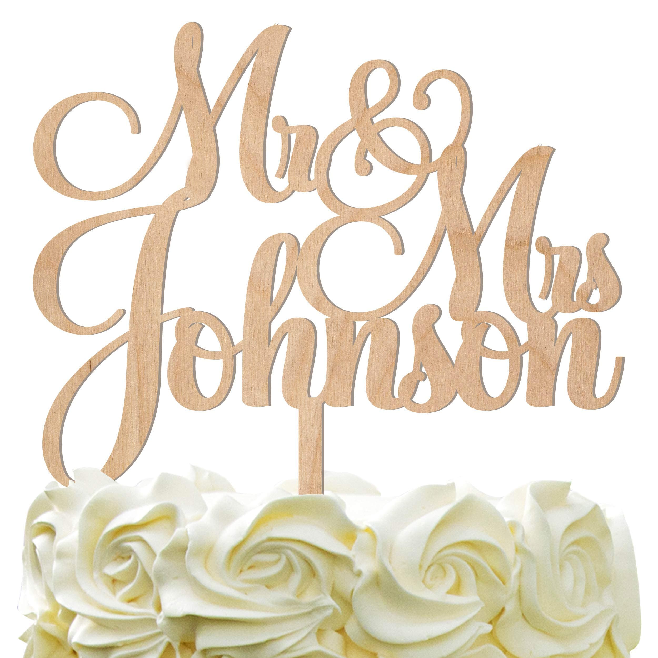 Personalized Wedding Cake Topper Wedding Cake Decoration Customized Mr Mrs Last Name To Be Bride Groom script font Wood