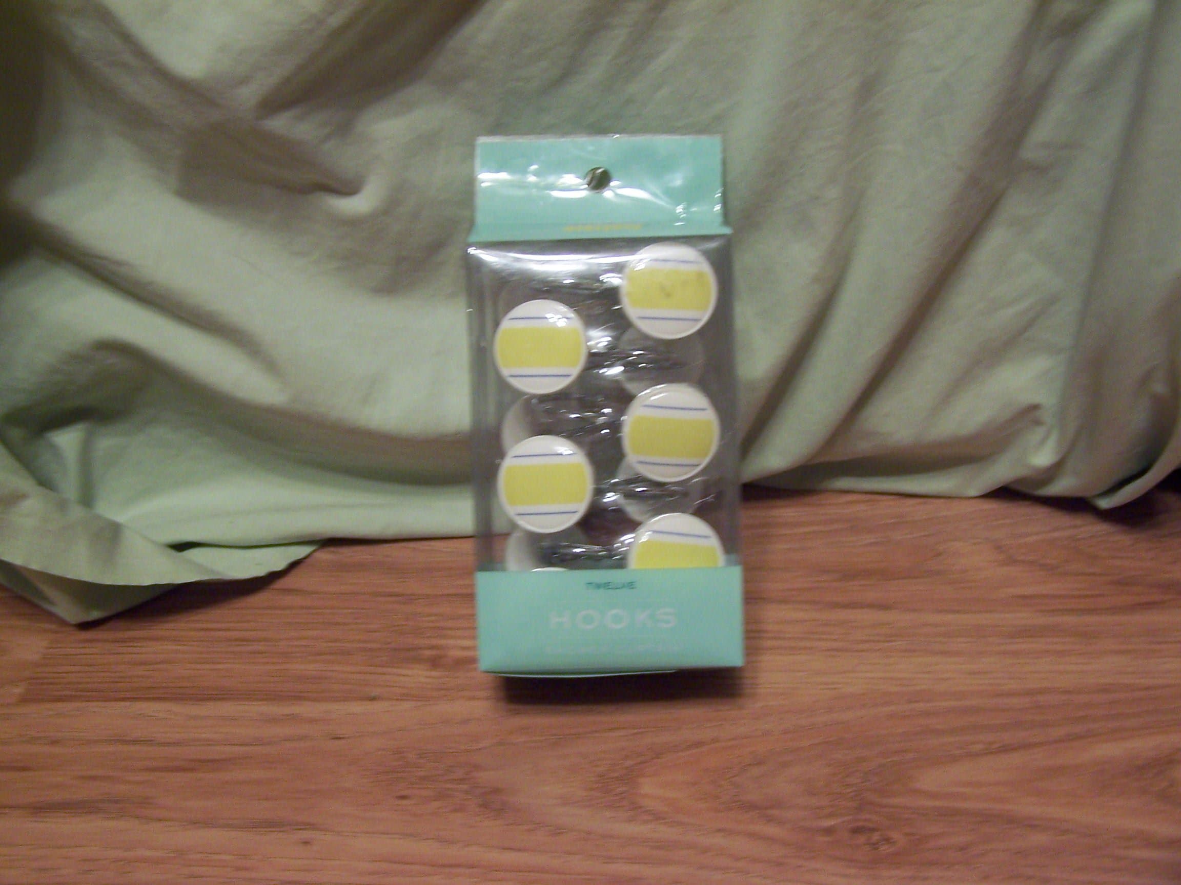 Martha Stewart - 12 Soft Yellow Deck Stripe Shower Curtain Hooks