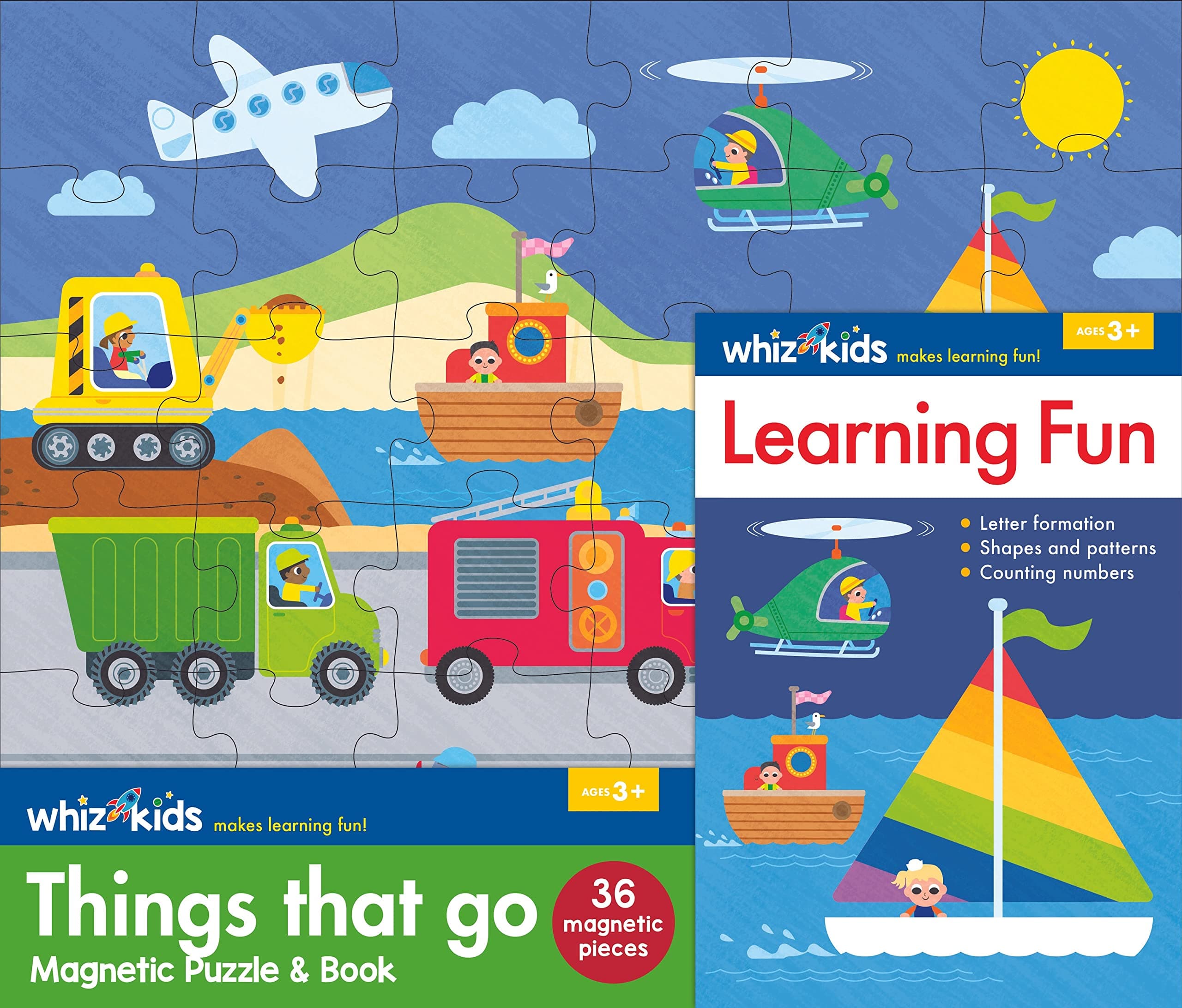 Lake PressWhiz Kids Things That Go Magnetic Puzzle and Book
