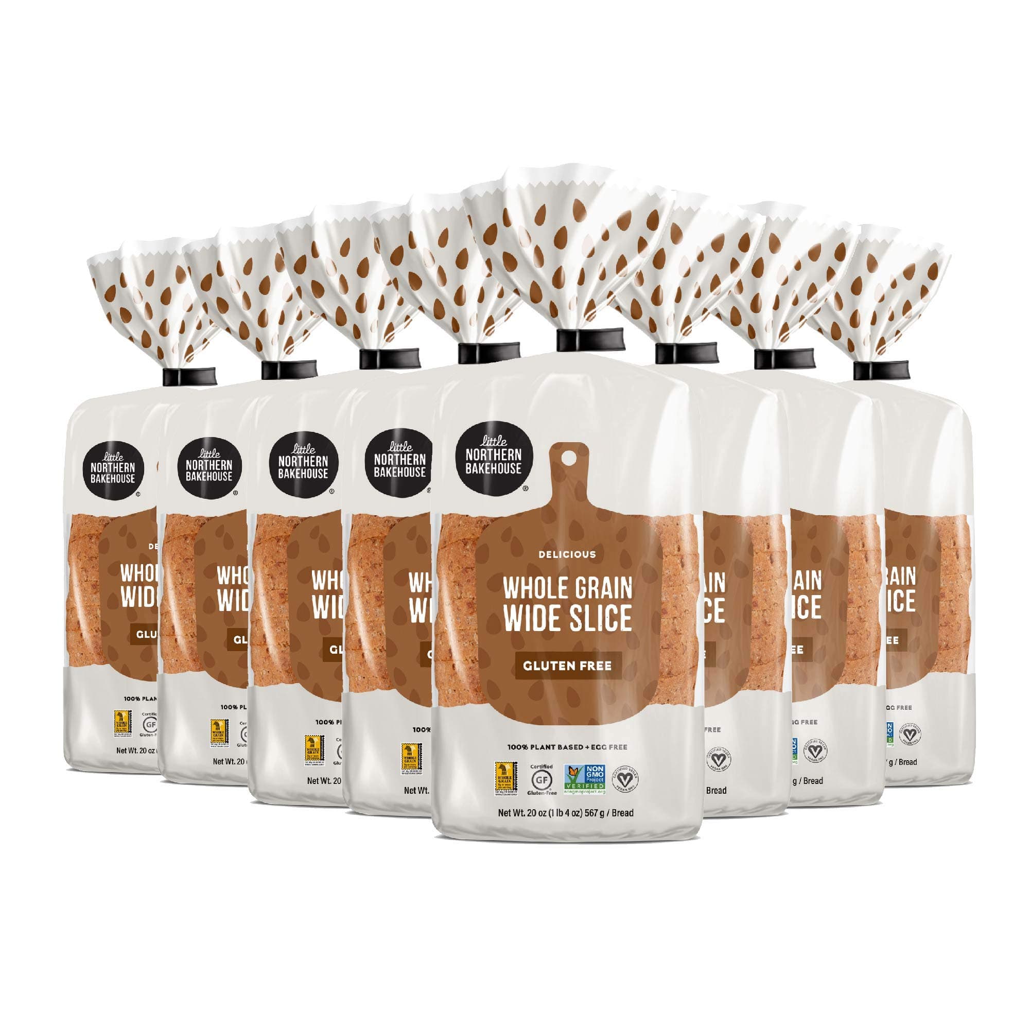 Little Northern BakehouseWide Sliced White Gluten Free Bread, Vegan Bread, Non-GMO and Allergy-Friendly, Gluten Free Food, Meals, Snacks - Wide Sliced Whole Grain (8 pack, 20. oz each)