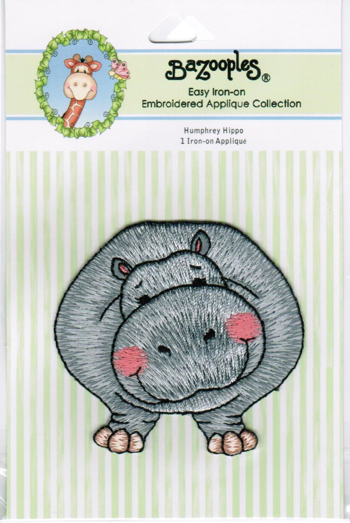 Expo International BaZooples Iron-on Patch Applique/Patch Humphrey Hippo