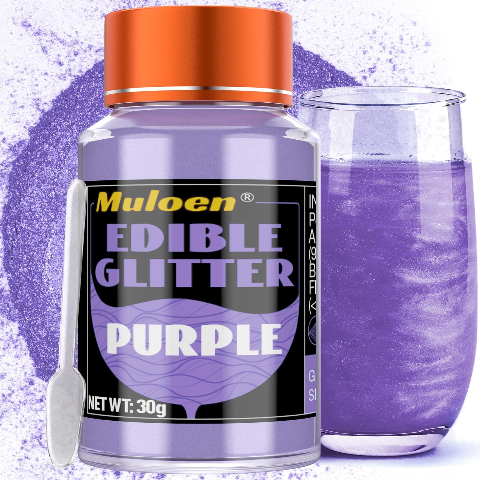 Purple Edible Glitter - 30 Grams 100% Edible Glitter for Drinks, Cake Decorating Supplies, Cookie Decorating Supplies, Strawberries, Cookie, Cocktails, Chocolate, etc. Luster Dust Edible