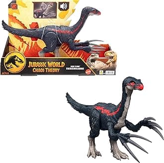 Mattel Jurassic World Chaos Theory Slash N Roar Therizinosaurus Dinosaur Action Figure Toy, Attack Claws & Sound, Digital Play, JCG17