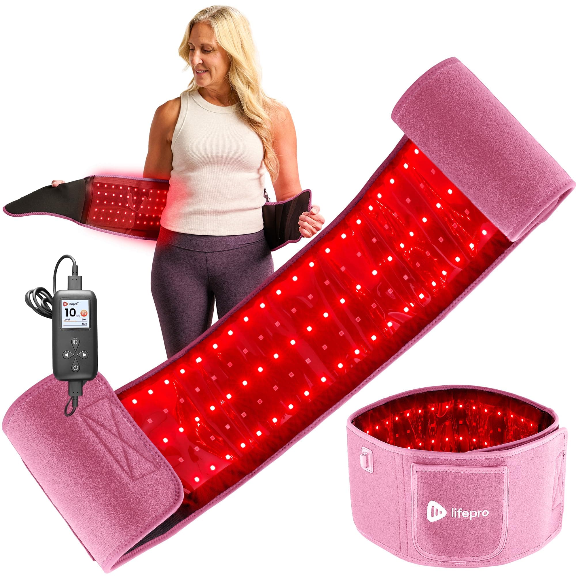 Lifepro Red Light Therapy Belt - Near Infrared Light Therapy for Pain Relief - Red Light Therapy for Body - Muscle Pain Relief, Inflammation Relief - Red Light Belt for Elbow Joint, Back Pain Therapy