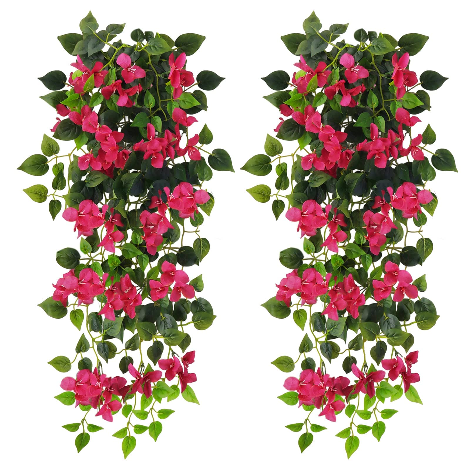 Artificial Hanging Flowers Bougainvillea, UV Resistant Fake Plastic Faux Flower Fabric Vine for Indoor Outdoor Garden Porch Eave Wedding Wall Décor