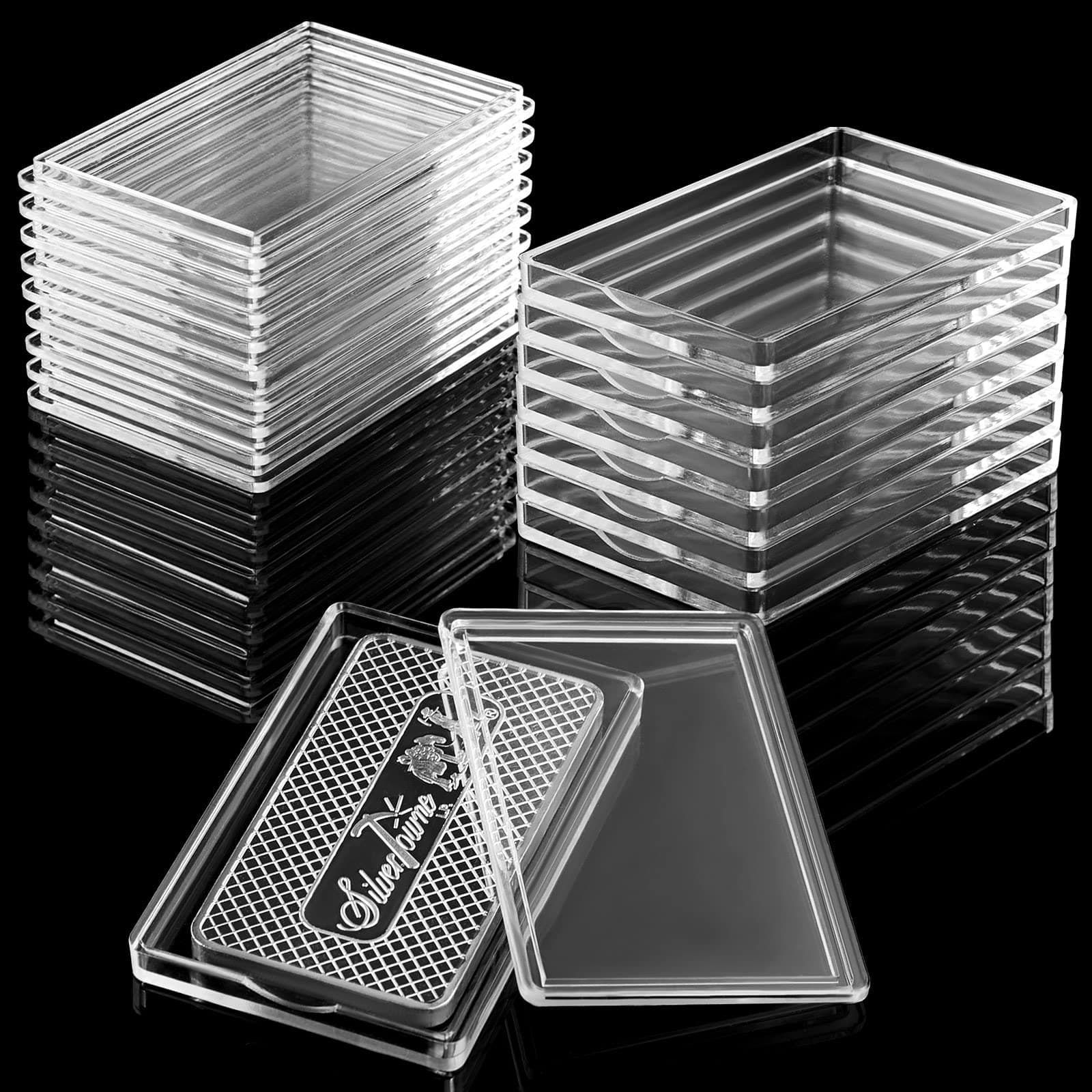 Geiserailie 15 Pieces 1 oz Silver Bar Holder Case, Clear Acrylic Silver Bar Holder Capsule Storage Container Box for 1 Ounce