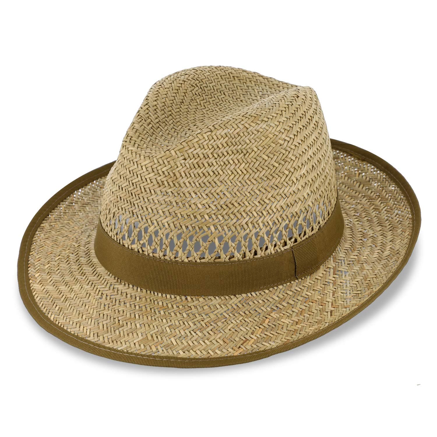 fiebigBogart Straw Hat for Women & Men | Summer Hat with Ribbon & Edging | Sun Hat with Wide Brim | Fedora Made in Italy | in Colour Nature & Many Sizes