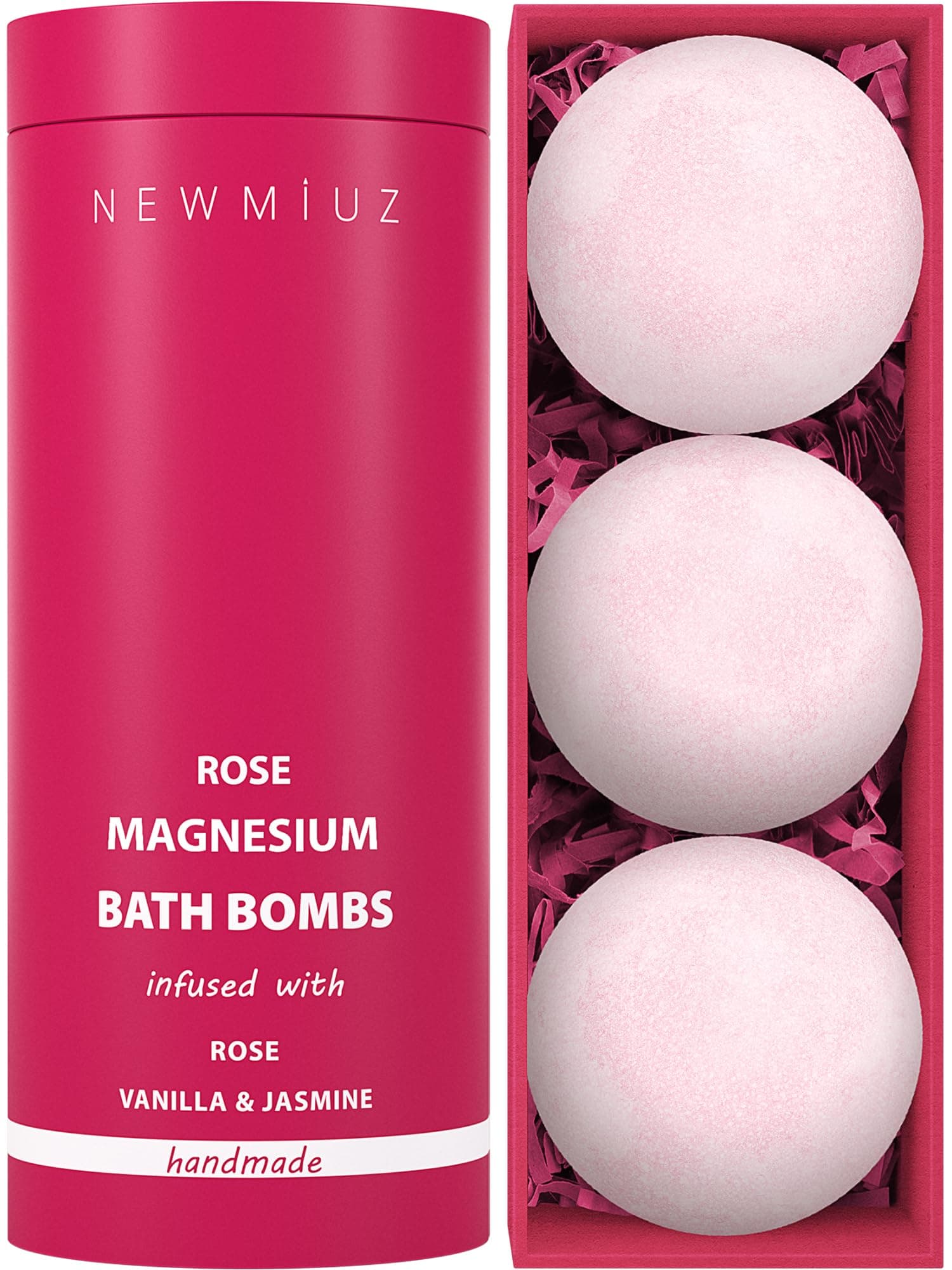 Rose Vanilla Bath Bomb - Mega Foaming Bubbles - Infused with Stress Relief Jasmine - Luxurious Spa Bath Essentials -Nourishing Dry Skin - Blissful Stress Relief Bath Bombs Gift Set Christmas Birthday