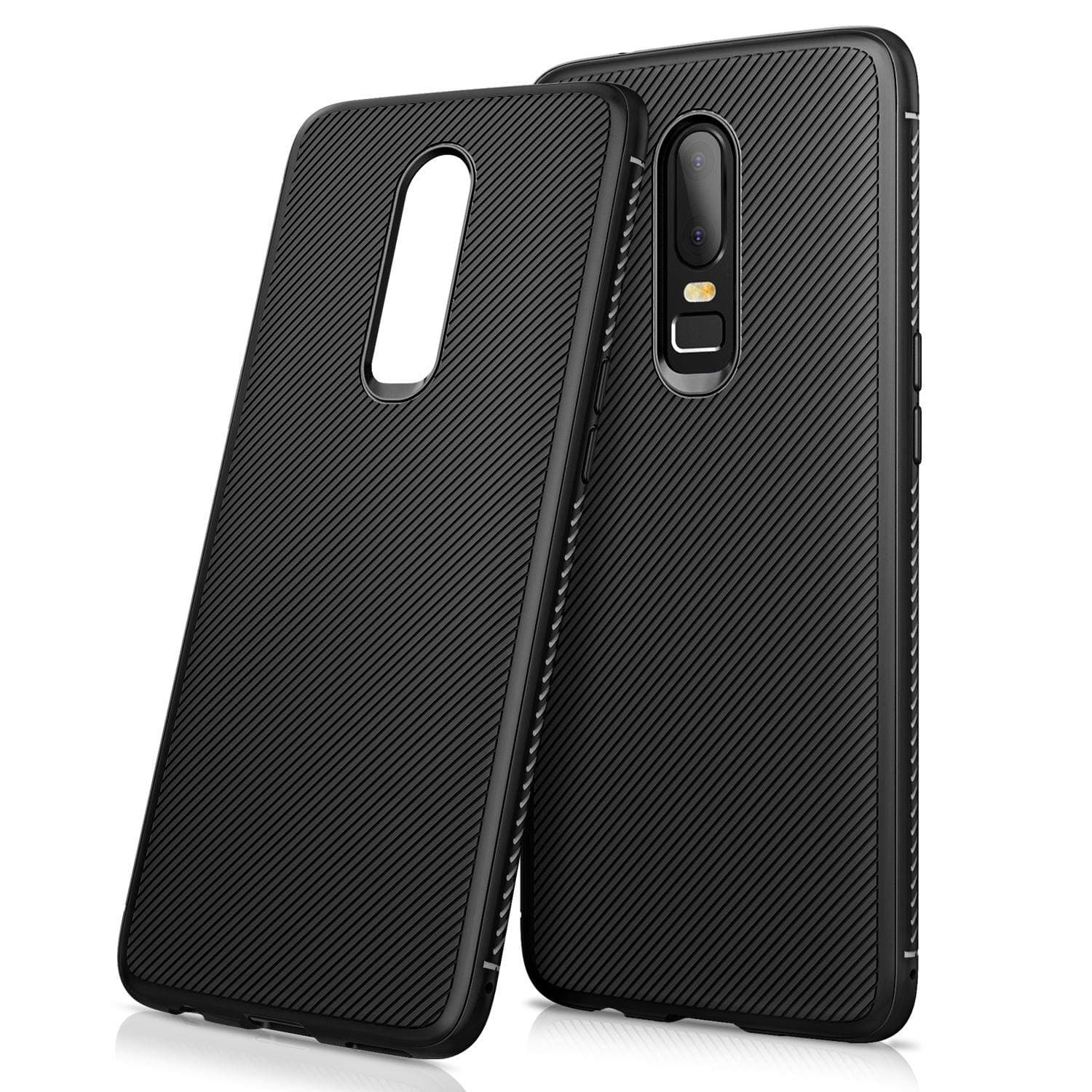 For Oneplus 6 Case One Plus 6 Cover Luxury Twill Soft TPU Silicone Back Phone Cases Oneplus6 Phone Cover For Oneplus6 1+6 Soft TPU Business Skin Black
