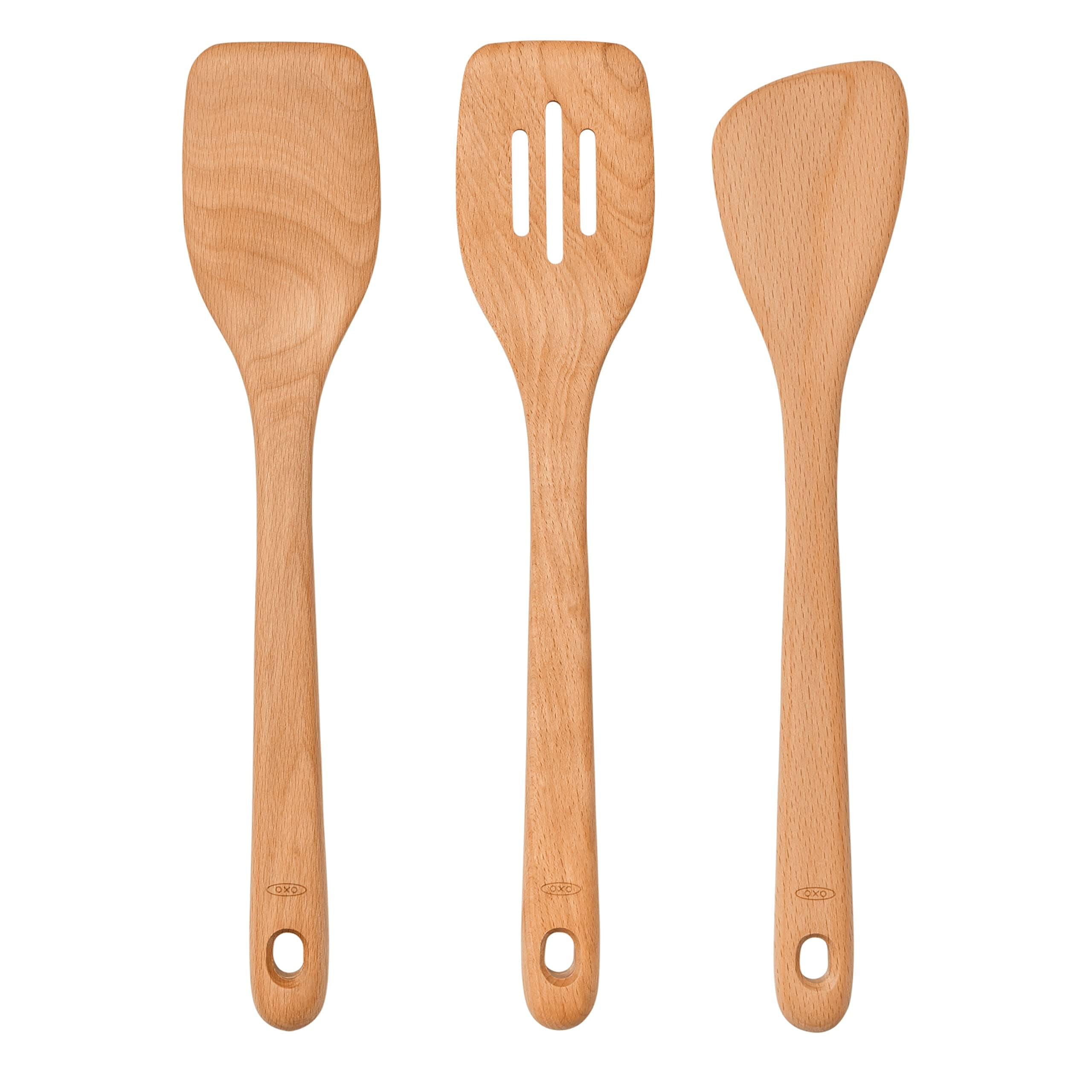 11157300 Set of 3 Brown Wood Spoons, 31.5 x 6.5 x 2 cm